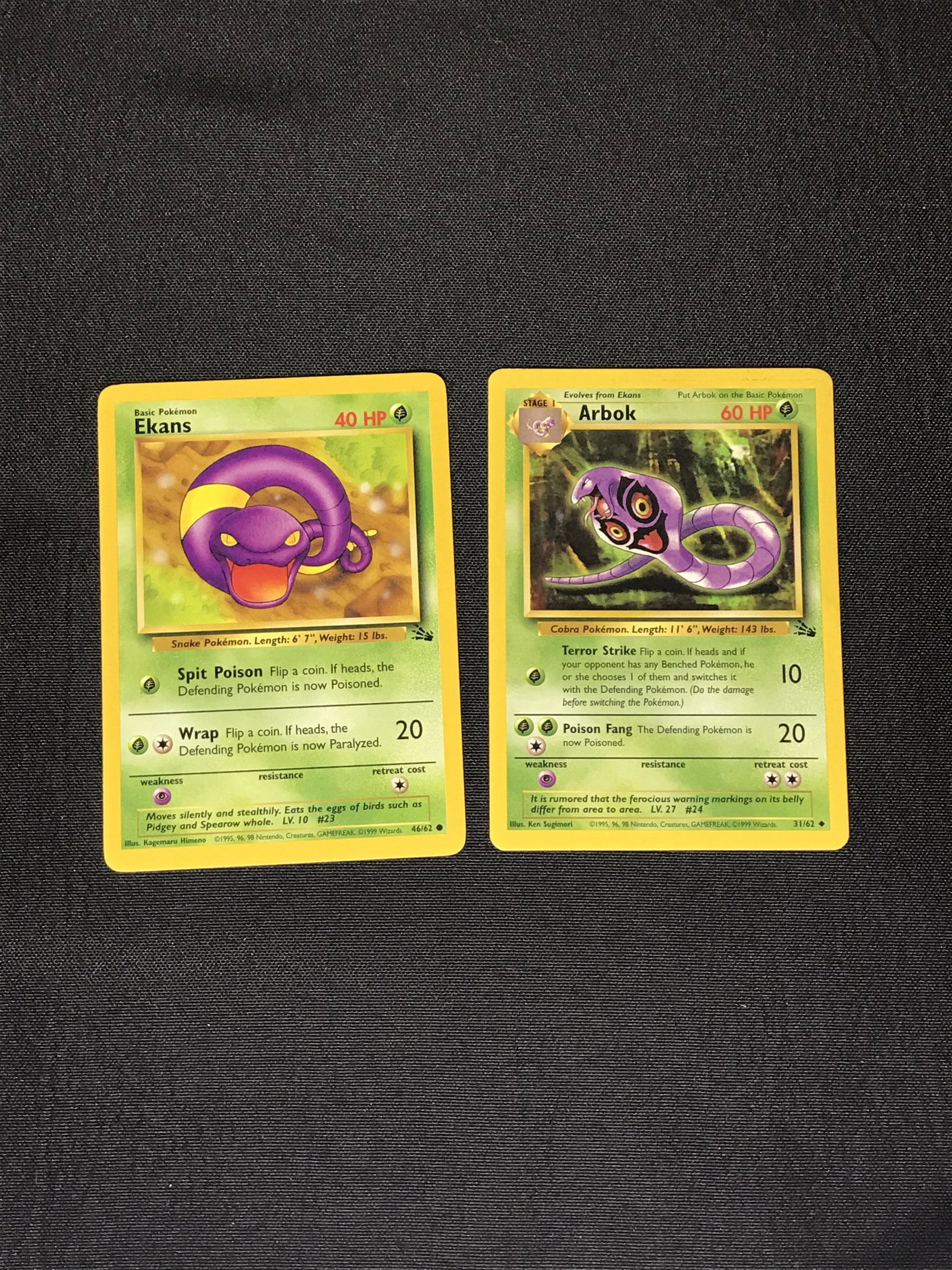 Fossil Ekans & Arbok Pokemon cards: Fossil Ekans & Arbok Pokemon cards