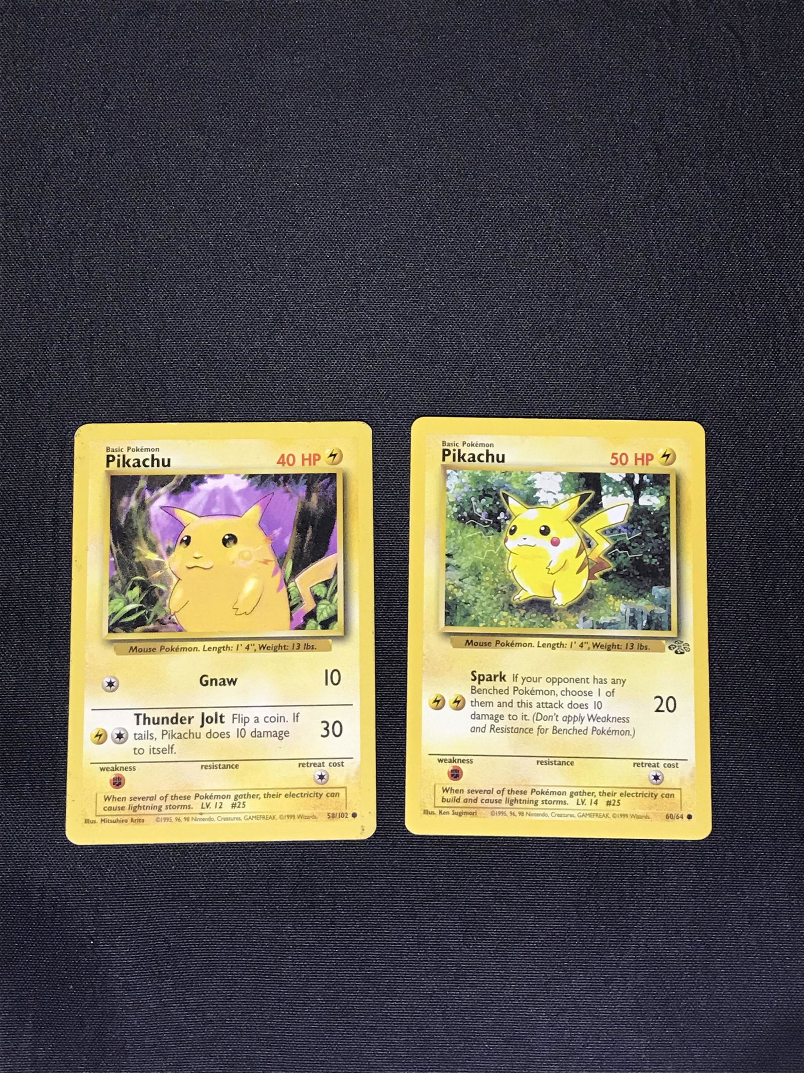 Base Set Pikachu and Jungle Pikachu Pokemon cards (1 of 1)