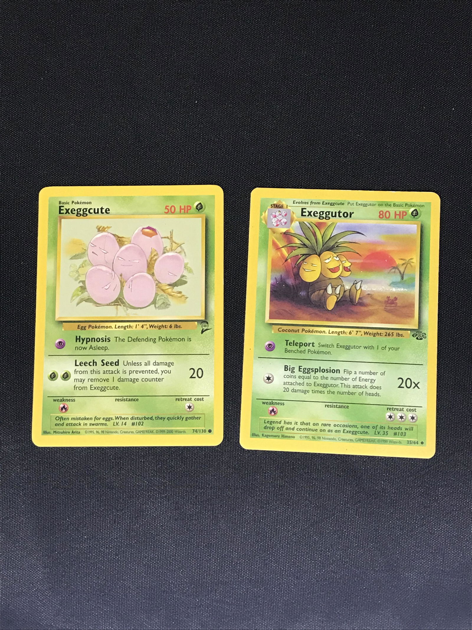 Base Set 2 Exeggcute and Jungle Exeggutor Pokemon cards - moderately played (1 of 1)
