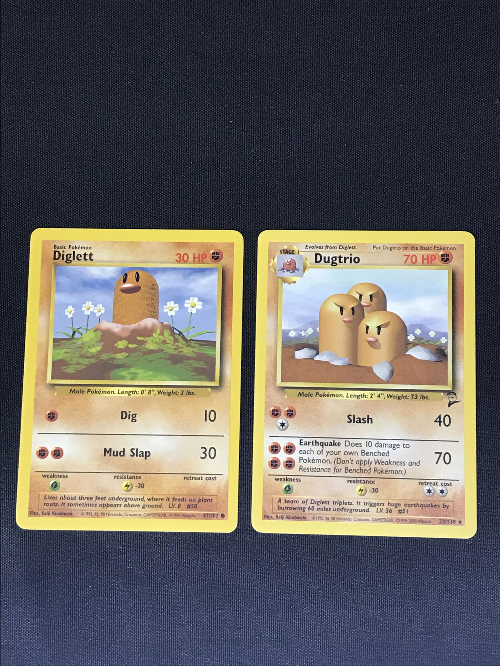 Base Set Diglett and Base Set 2 Dugtrio Pokemon cards - moderately played (1 of 1)