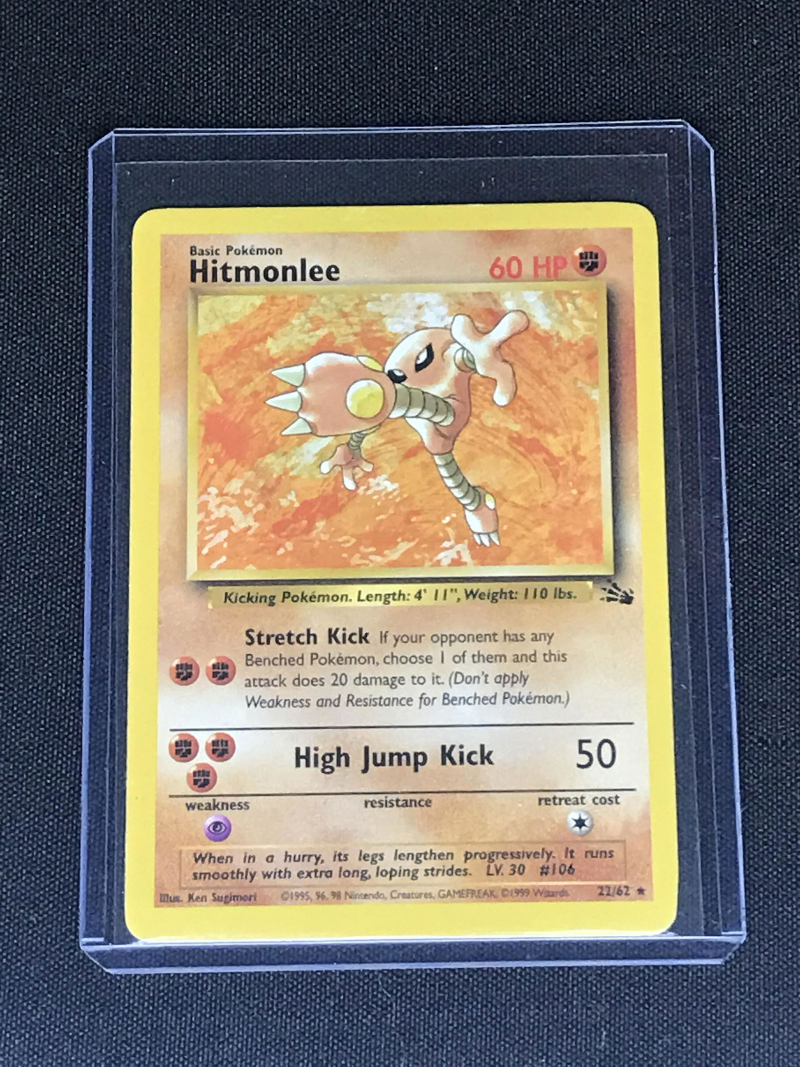 Fossil Hitmonlee Pokemon Card: Fossil Hitmonlee Pokemon Card