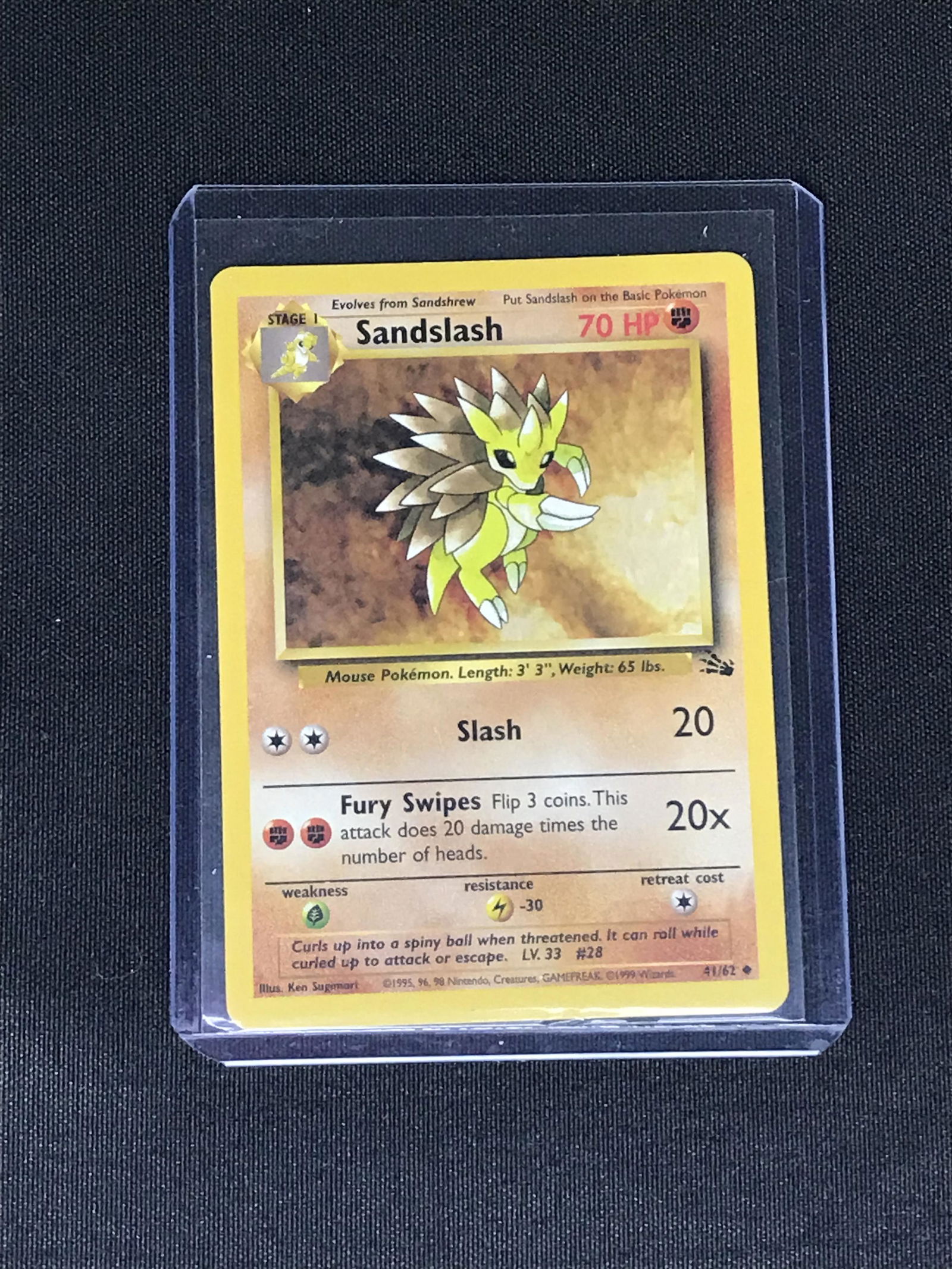 Vintage Fossil Sandslash Pokemon single - moderately played: Vintage Fossil Sandslash Pokemon single - moderately played
