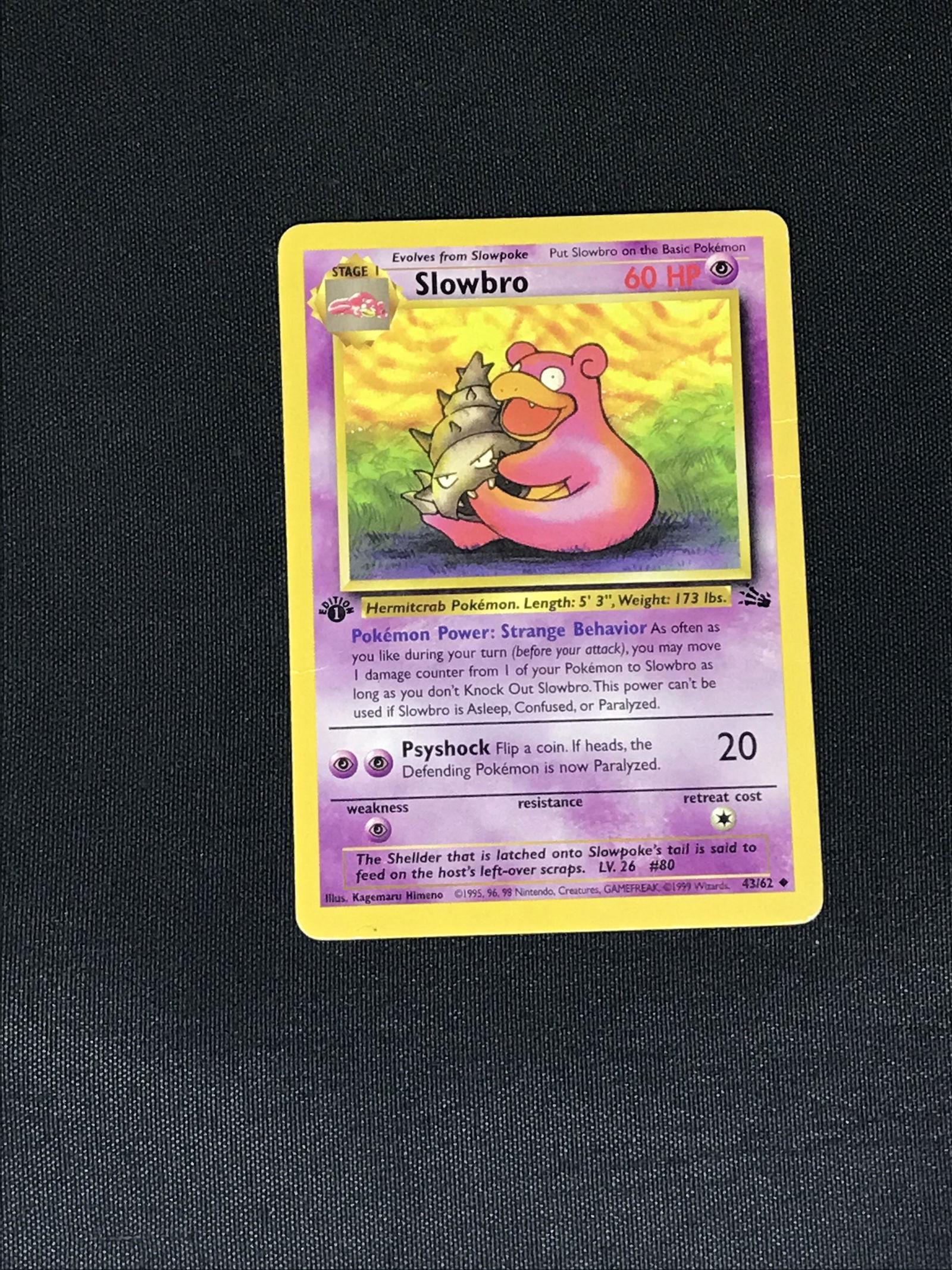 Vintage 1st Edition Fossil Slowbro Pokemon single - moderately played: Vintage 1st Edition Fossil Slowbro Pokemon single - moderately played