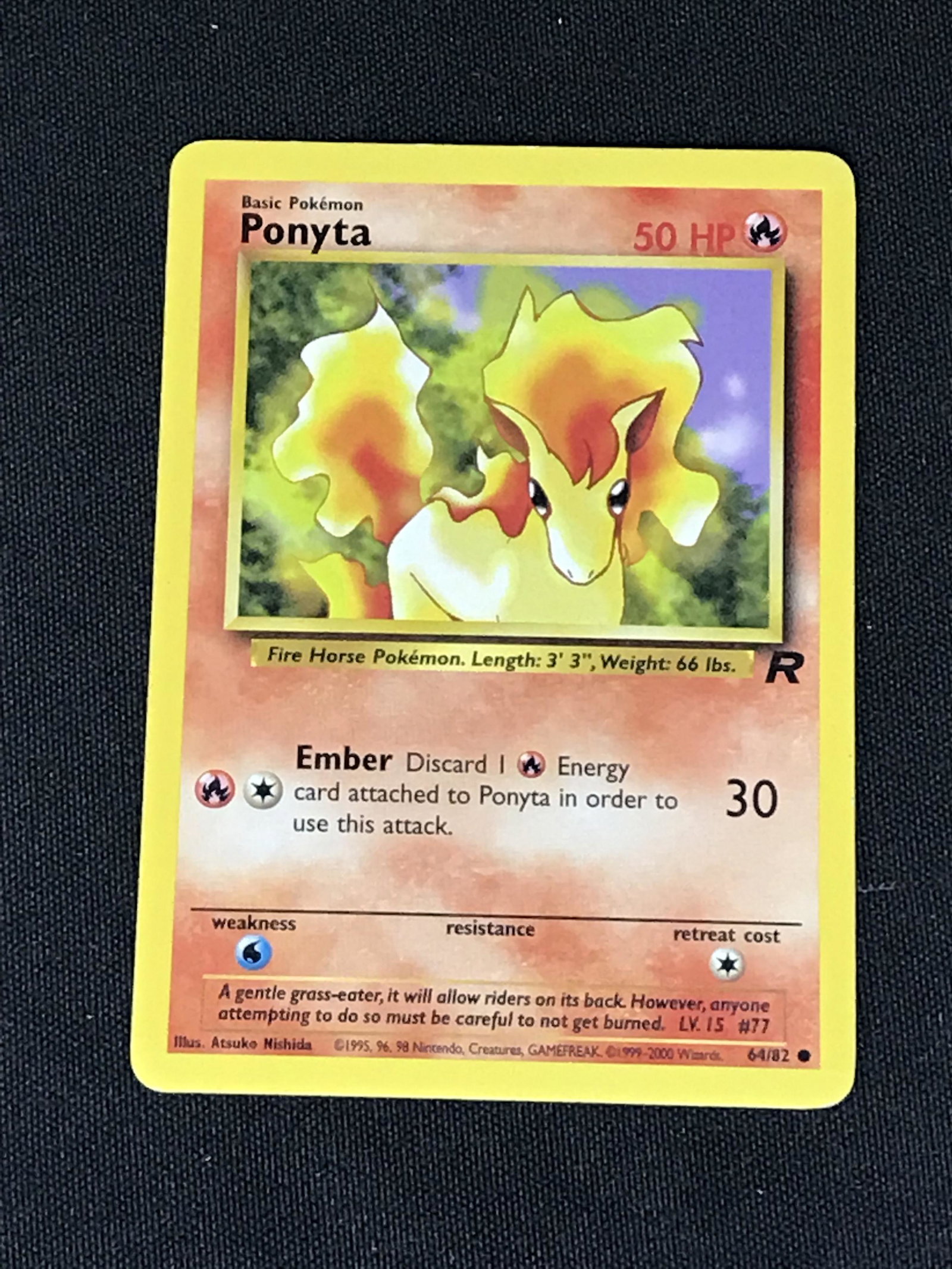 Vintage Team Rocket Ponyta Pokemon single - moderately played (1 of 1)