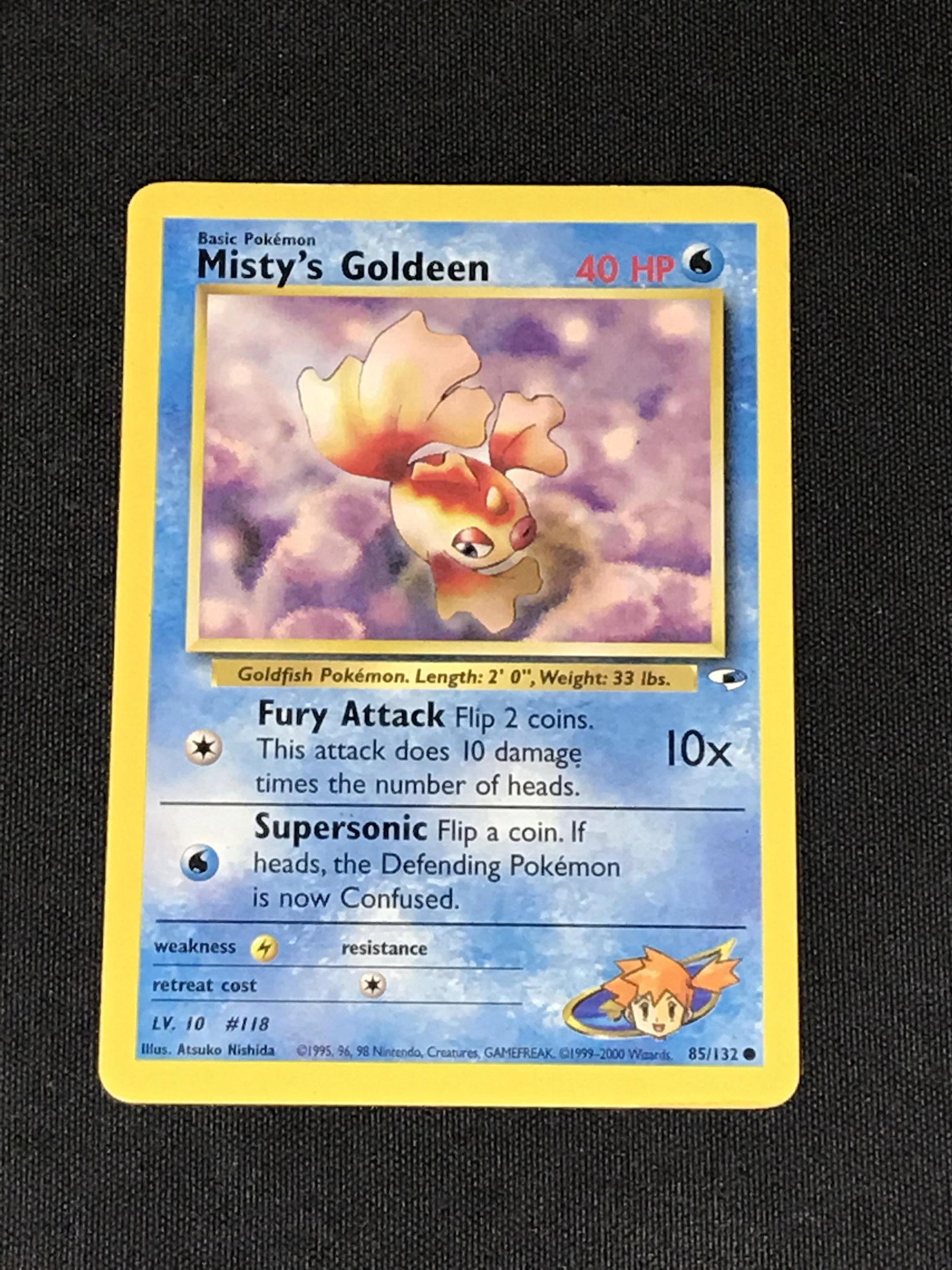 Misty's Goldeen Gym Heroes vintage Pokemon single - moderately played: Misty's Goldeen Gym Heroes vintage Pokemon single - moderately played