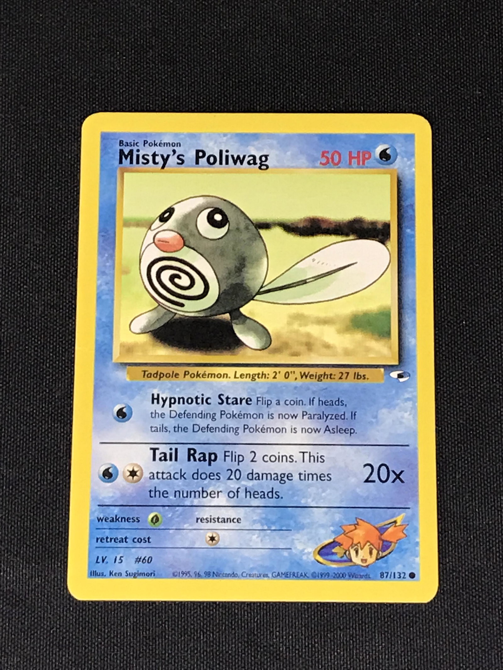 Misty's Poliwag Gym Heroes vintage Pokemon single - moderately played: Misty's Poliwag Gym Heroes vintage Pokemon single - moderately played