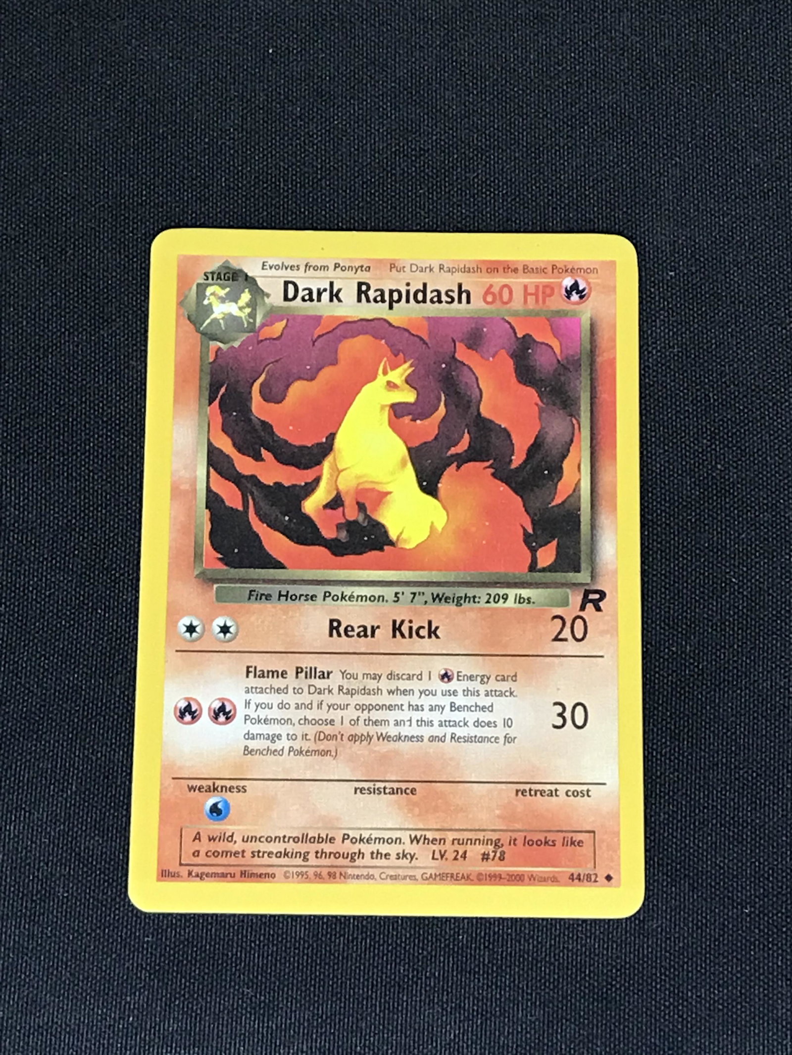 Dark Rapidash Team Rocket vintage Pokemon single - moderately played (1 of 1)
