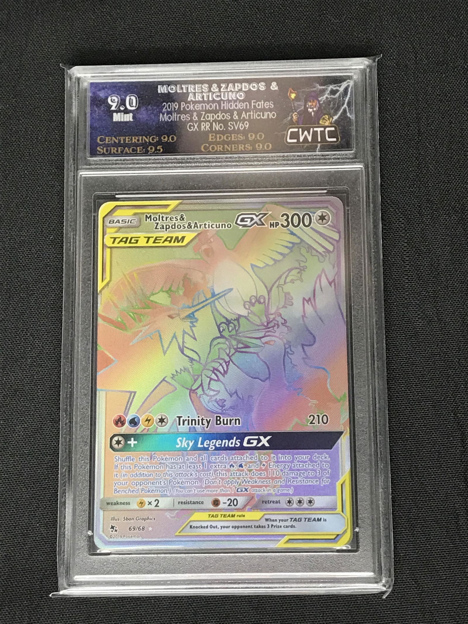 Moltres & Zapdos & Articuno GX Secret Rare Hidden Fates CWTC 9 (1 of 1)