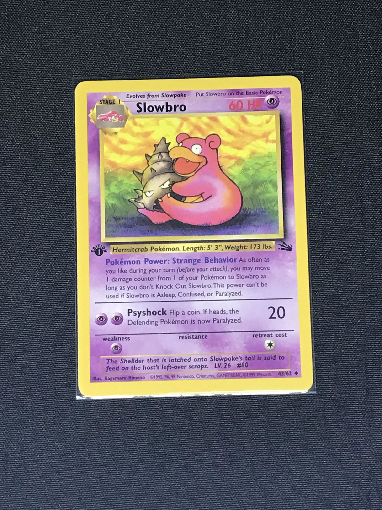 1st Edition Fossil Slowbro Pokemon single - moderately played: 1st Edition Fossil Slowbro Pokemon single - moderately played