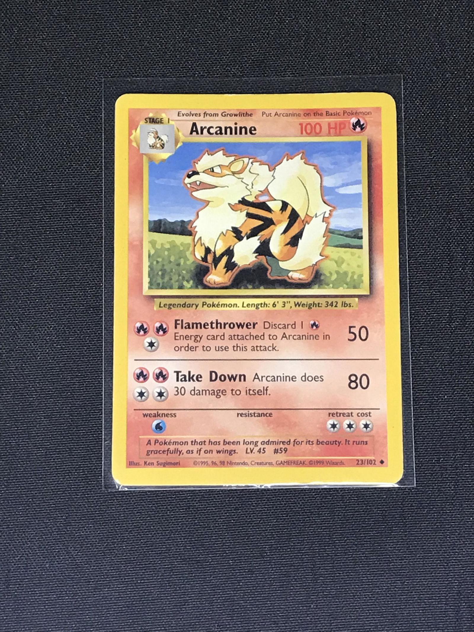 Base Set Arcanine Pokemon single - moderately played (1 of 1)