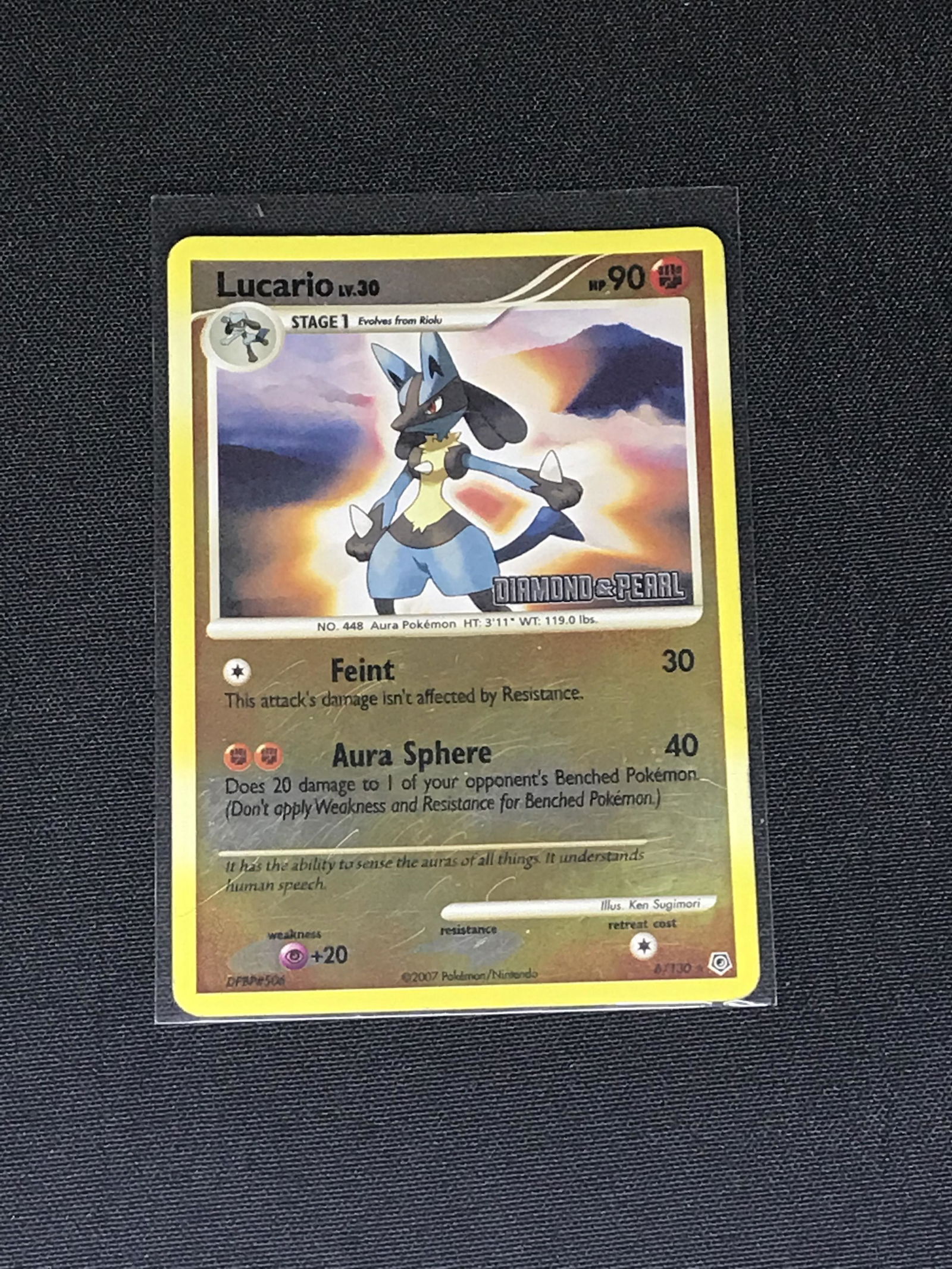 Diamond and Pearl Lucario reverse holo Pokemon single - moderately played (1 of 1)