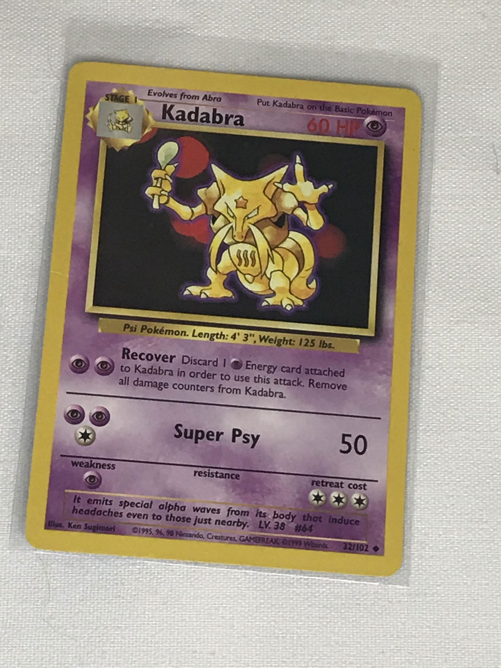Base Set Kadabra Pokemon single - moderately played (1 of 1)