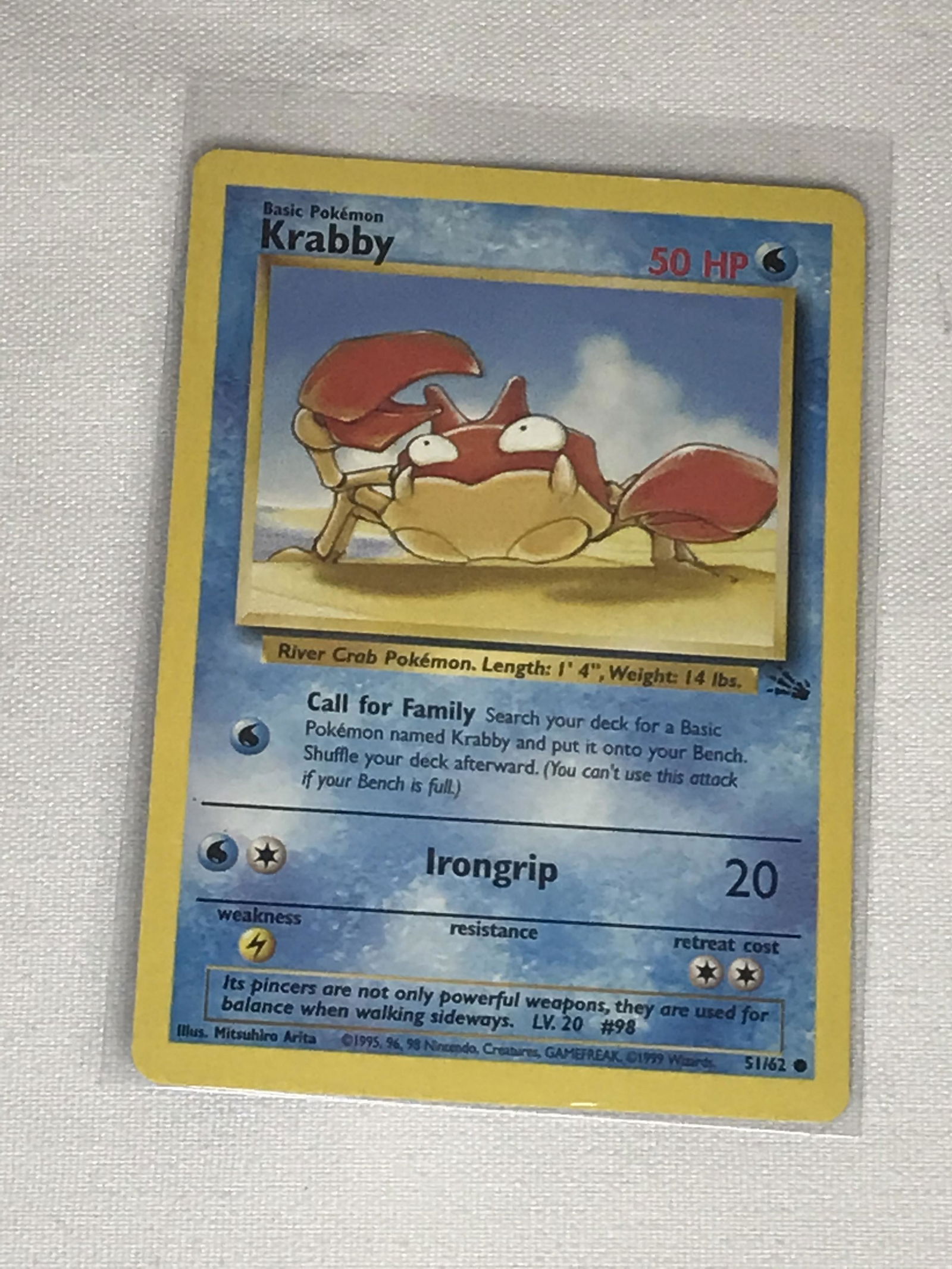 Fossil Krabby Pokemon single - moderately played: Fossil Krabby Pokemon single - moderately played