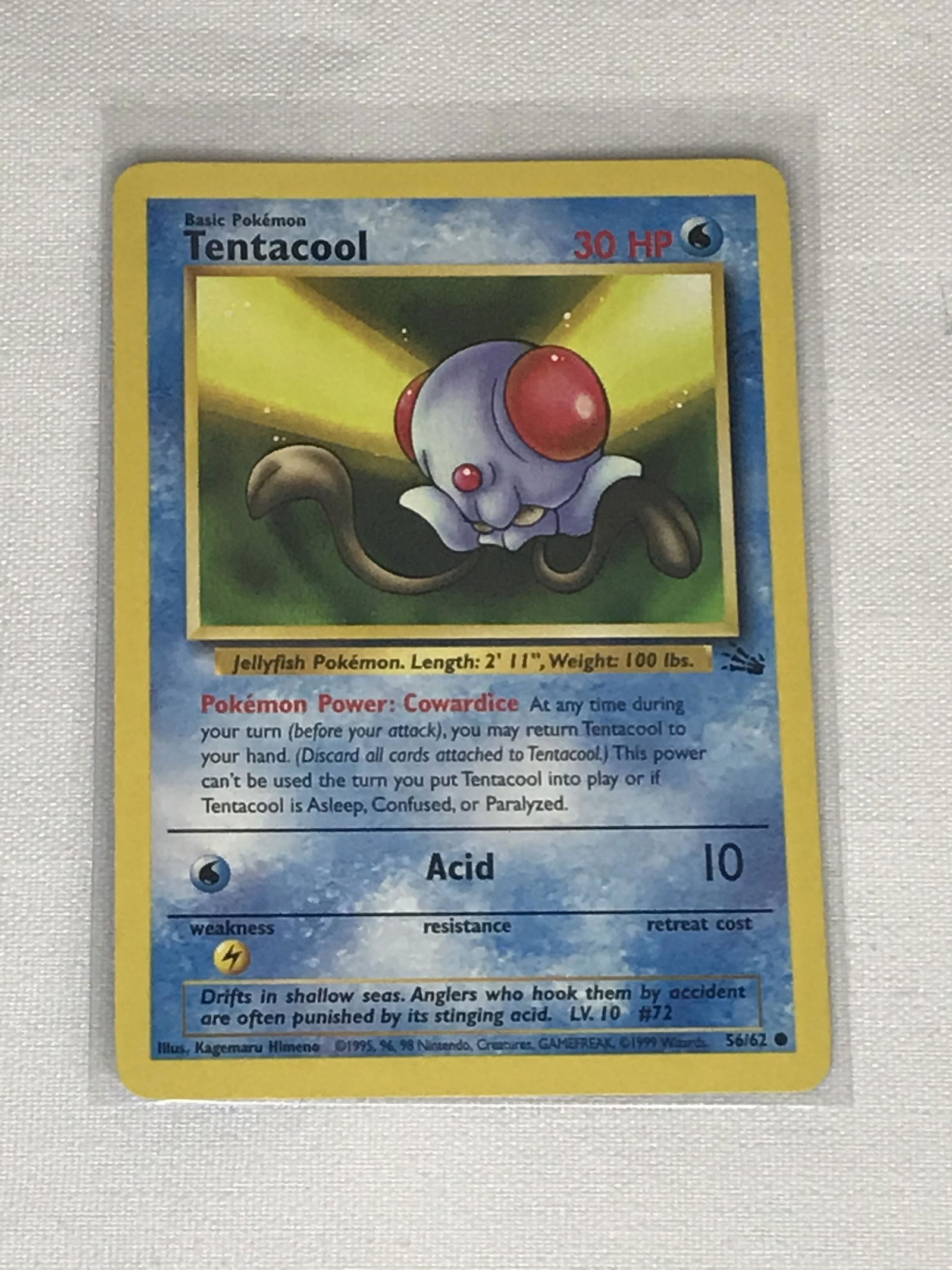 Fossil Tentacool Pokemon single - moderately played: Fossil Tentacool Pokemon single - moderately played