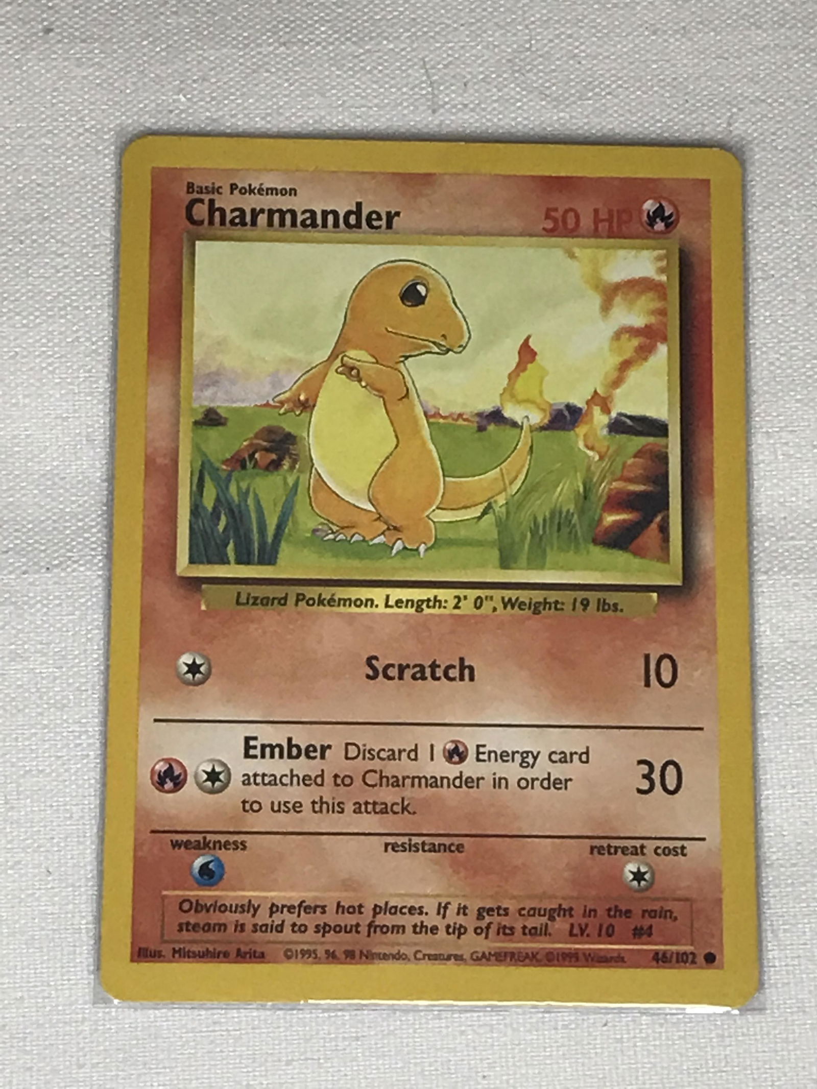 Base Set Charmander Pokemon single - moderately played (1 of 1)