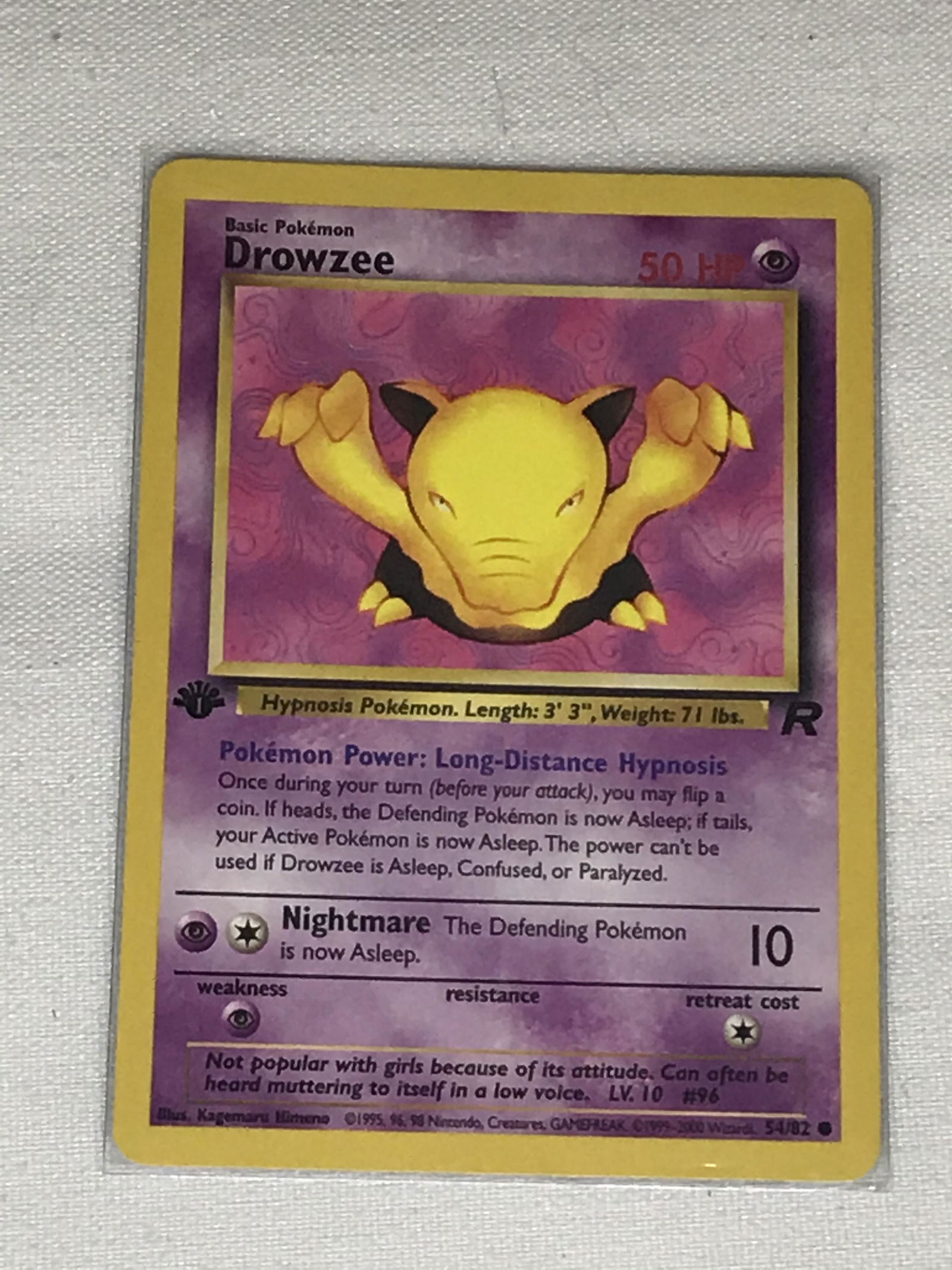 1st Edition Team Rocket Drowzee Pokemon single - moderately played (1 of 1)