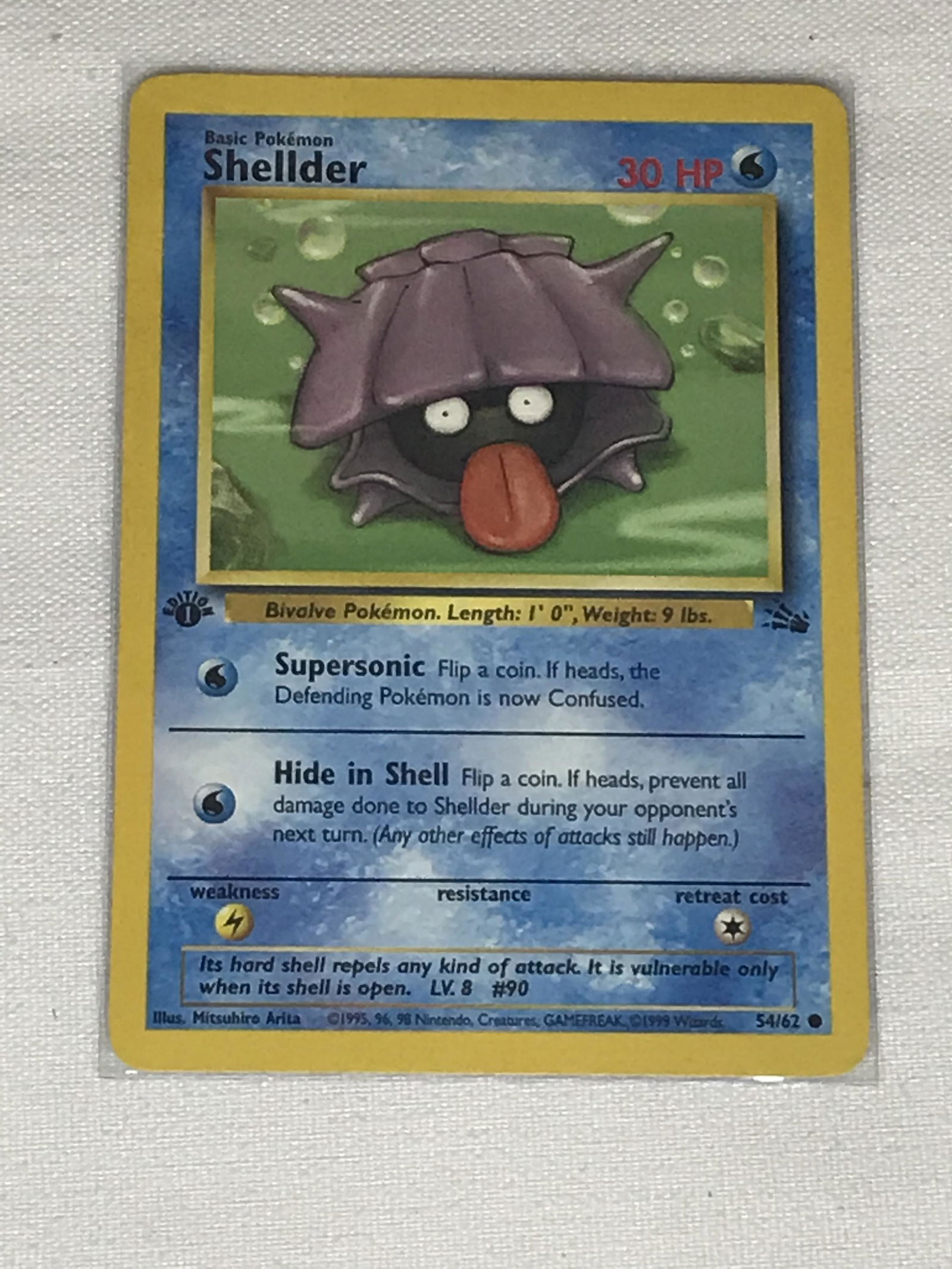 1st Edition Fossil Shellder Pokemon single - moderately played (1 of 1)