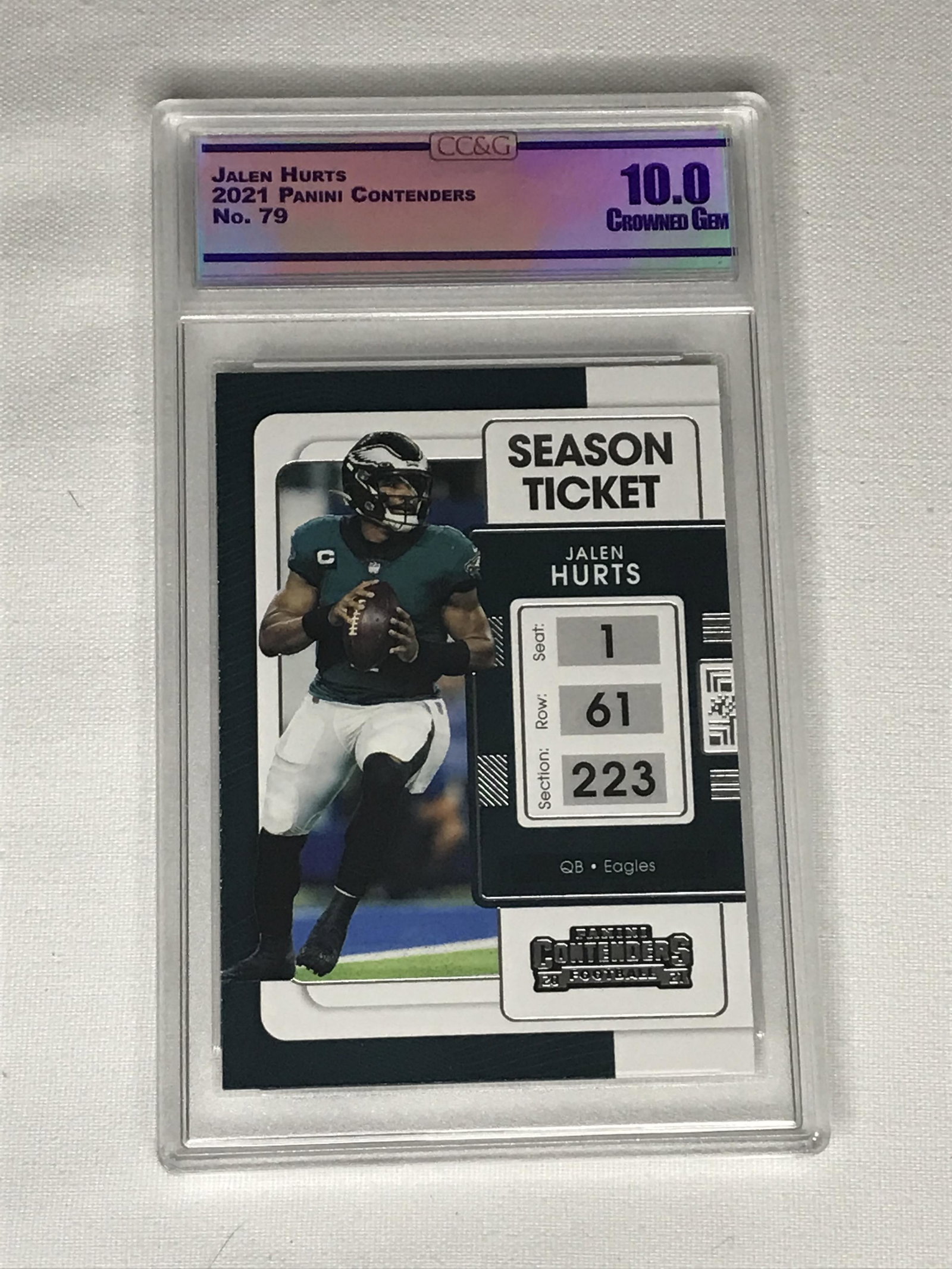 Jalen Hurts Panini Contenders CC&G 10: Jalen Hurts Panini Contenders CC&G 10