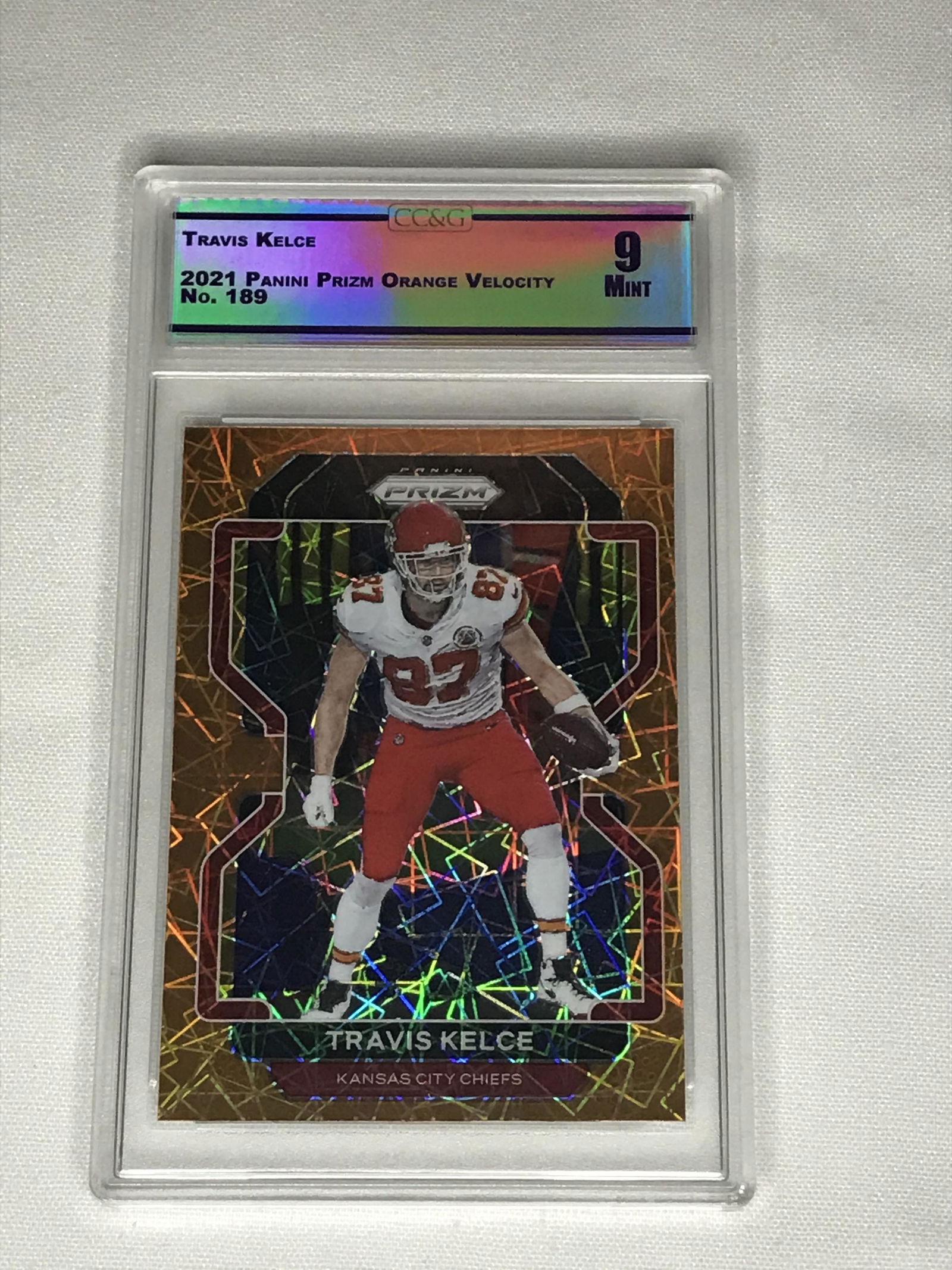 Travis Kelce Panini Prizm Orange Velocity CC&G 9 (1 of 1)