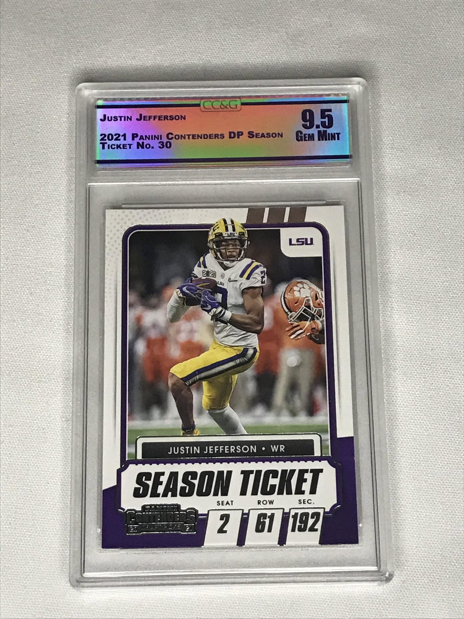 Justin Jefferson Panini Contenders CC&G 9.5: Justin Jefferson Panini Contenders CC&G 9.5