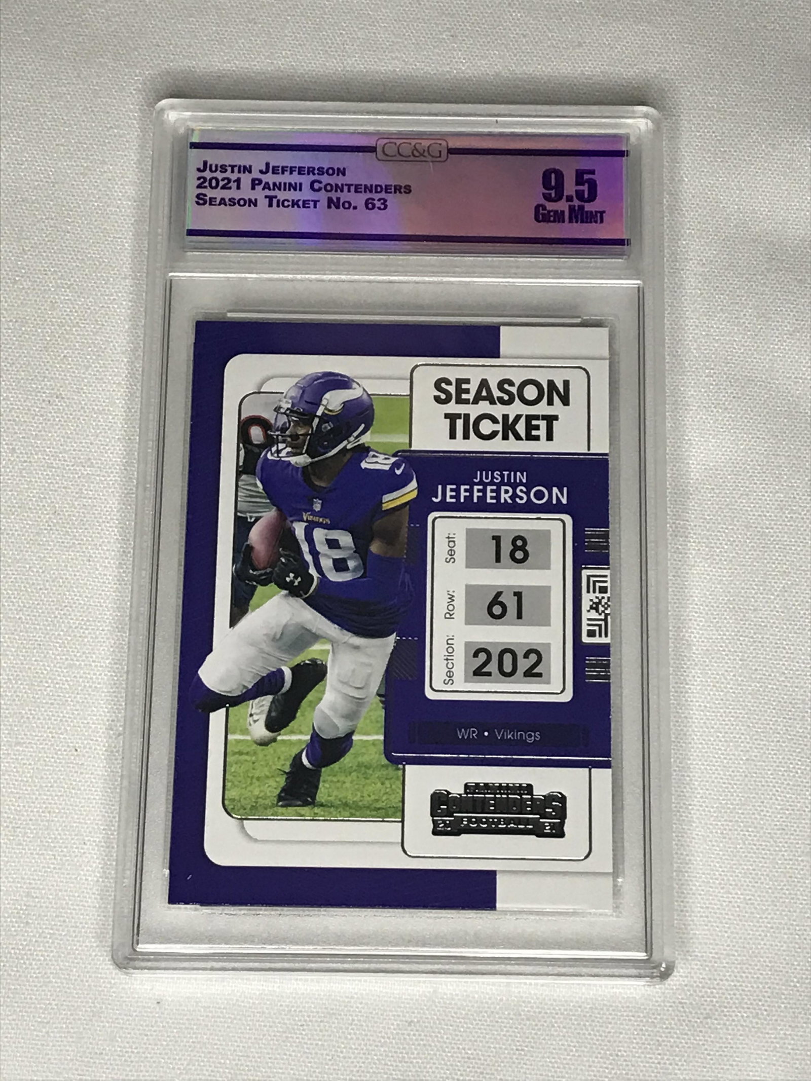 Justin Jefferson Panini Contenders CC&G 9.5: Justin Jefferson Panini Contenders CC&G 9.5