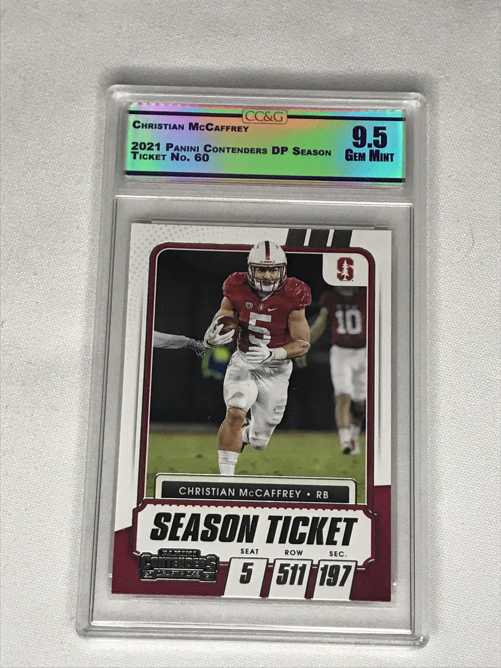 Christian McCaffrey Panini Contenders CC&G 9.5: Christian McCaffrey Panini Contenders CC&G 9.5
