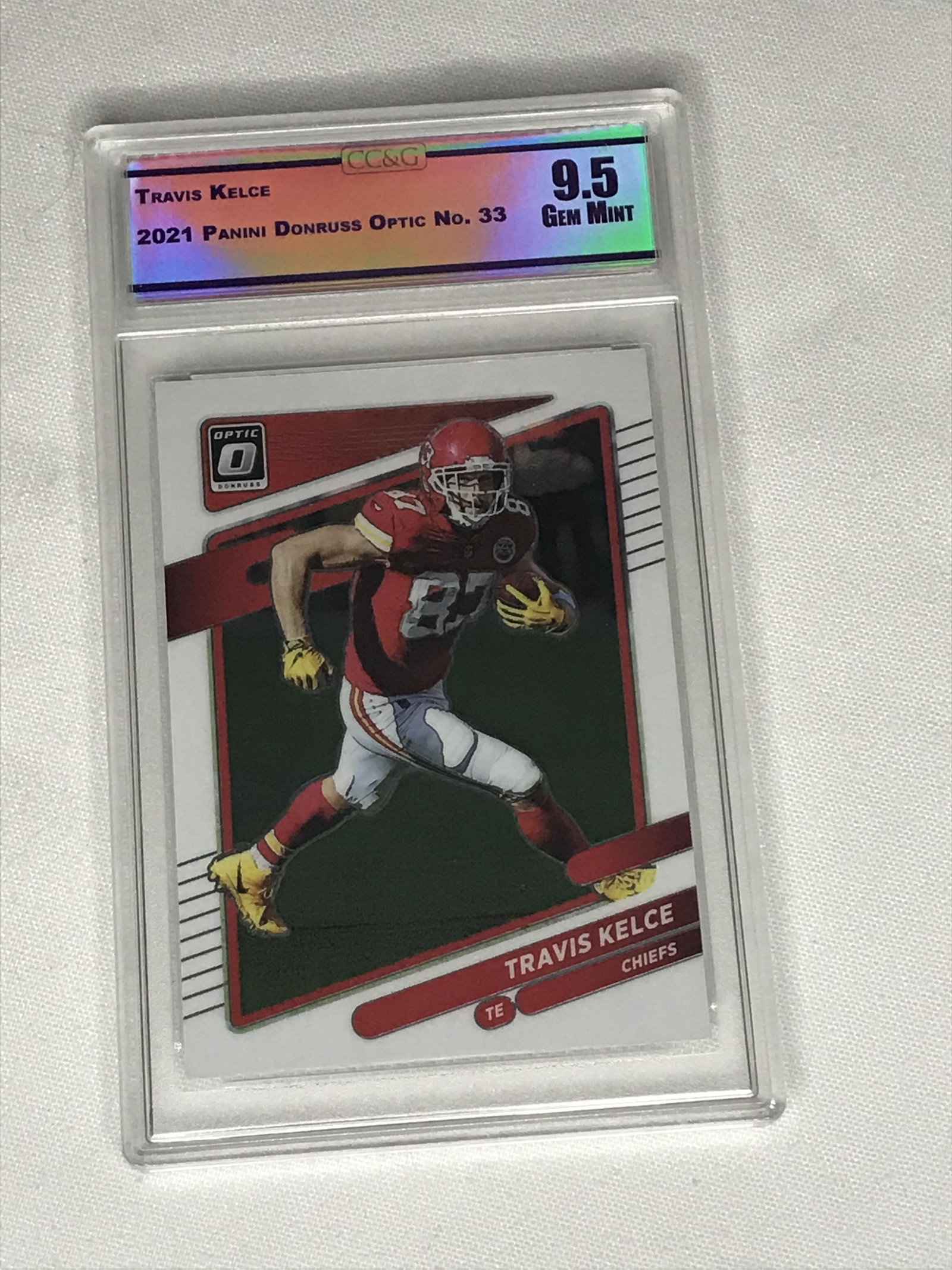 Travis Kelce Panini Donruss Optic CC&G 9.5: Travis Kelce Panini Donruss Optic CC&G 9.5