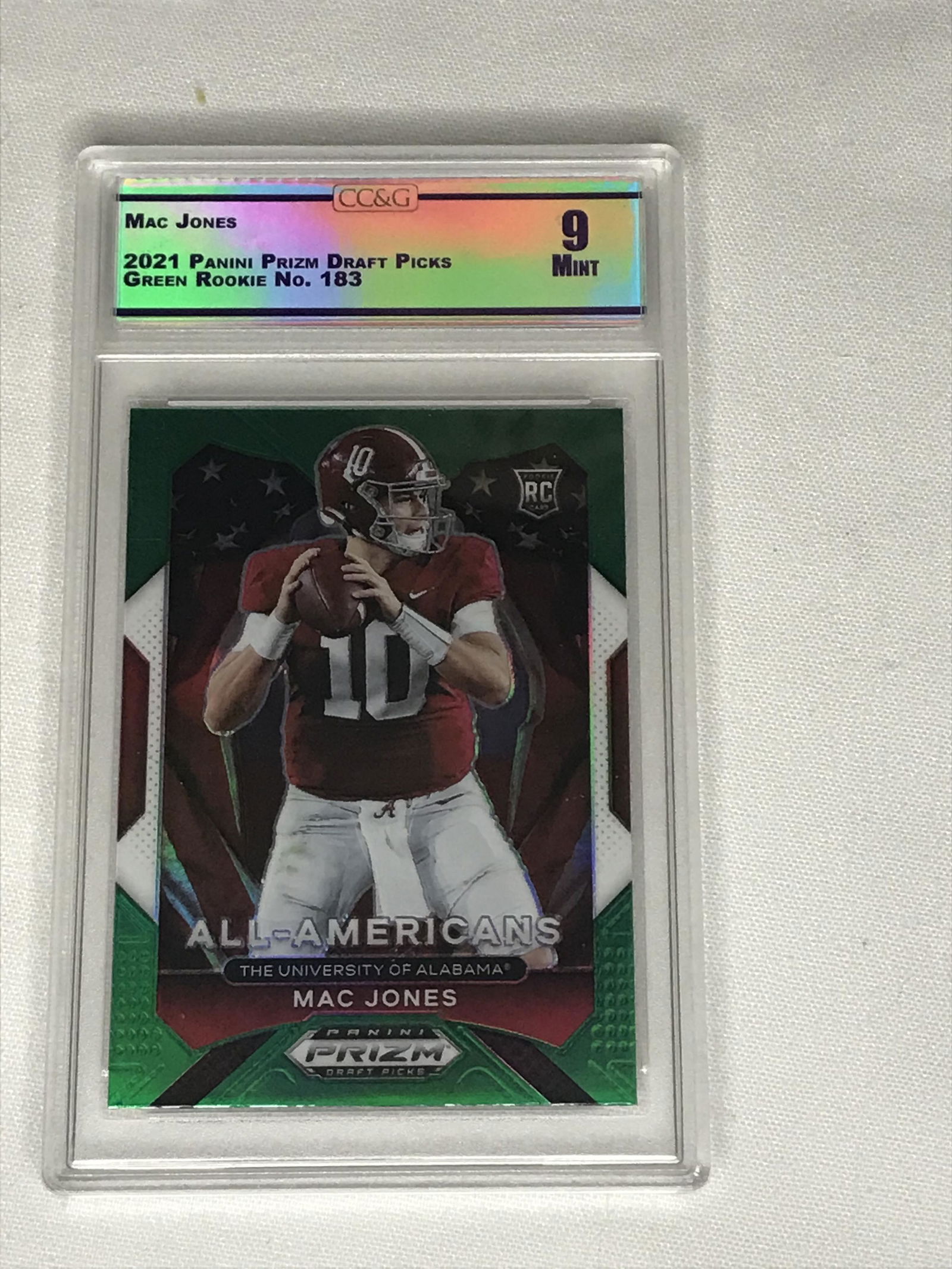 Mac Jones Panini Prizm Draft Picks Green Rookie CC&G 9 (1 of 1)