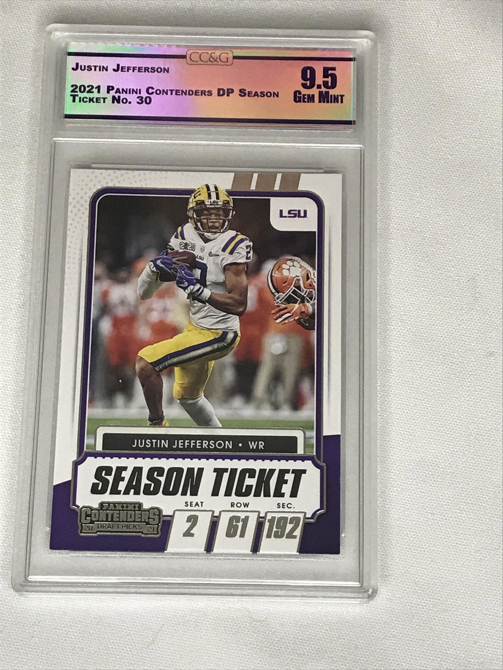 Justin Jefferson Panini Contenders CC&G 9.5: Justin Jefferson Panini Contenders CC&G 9.5