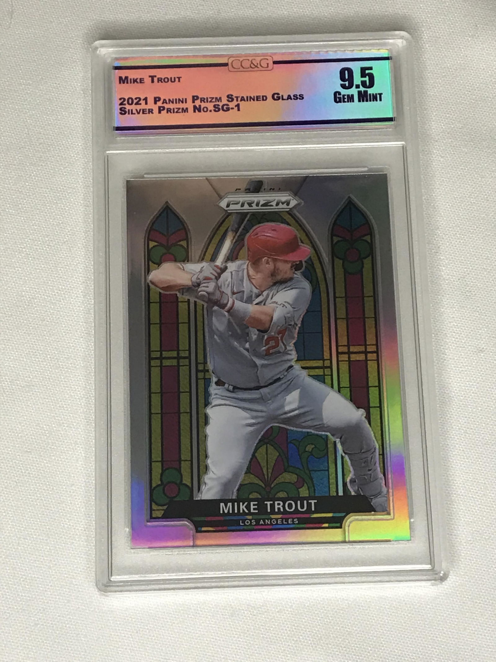 Mike Trout Panini Prizm Stained Glass Silver Prizm CC&G 9.5 (1 of 1)