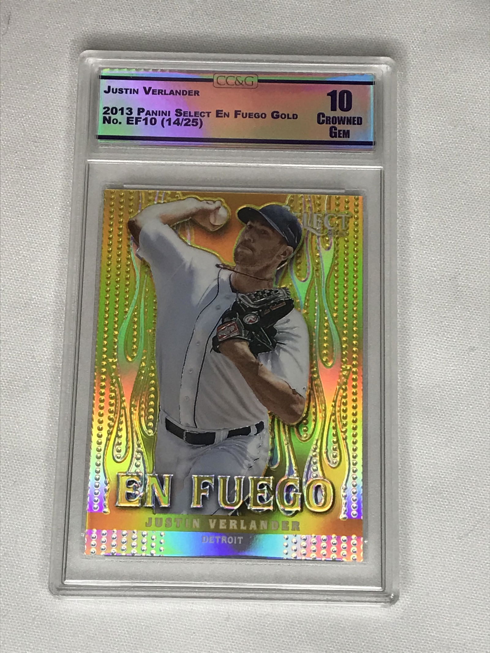 Justin Verlander Panini Select En Fuego Gold CC&G 10: Justin Verlander Panini Select En Fuego Gold CC&G 10
