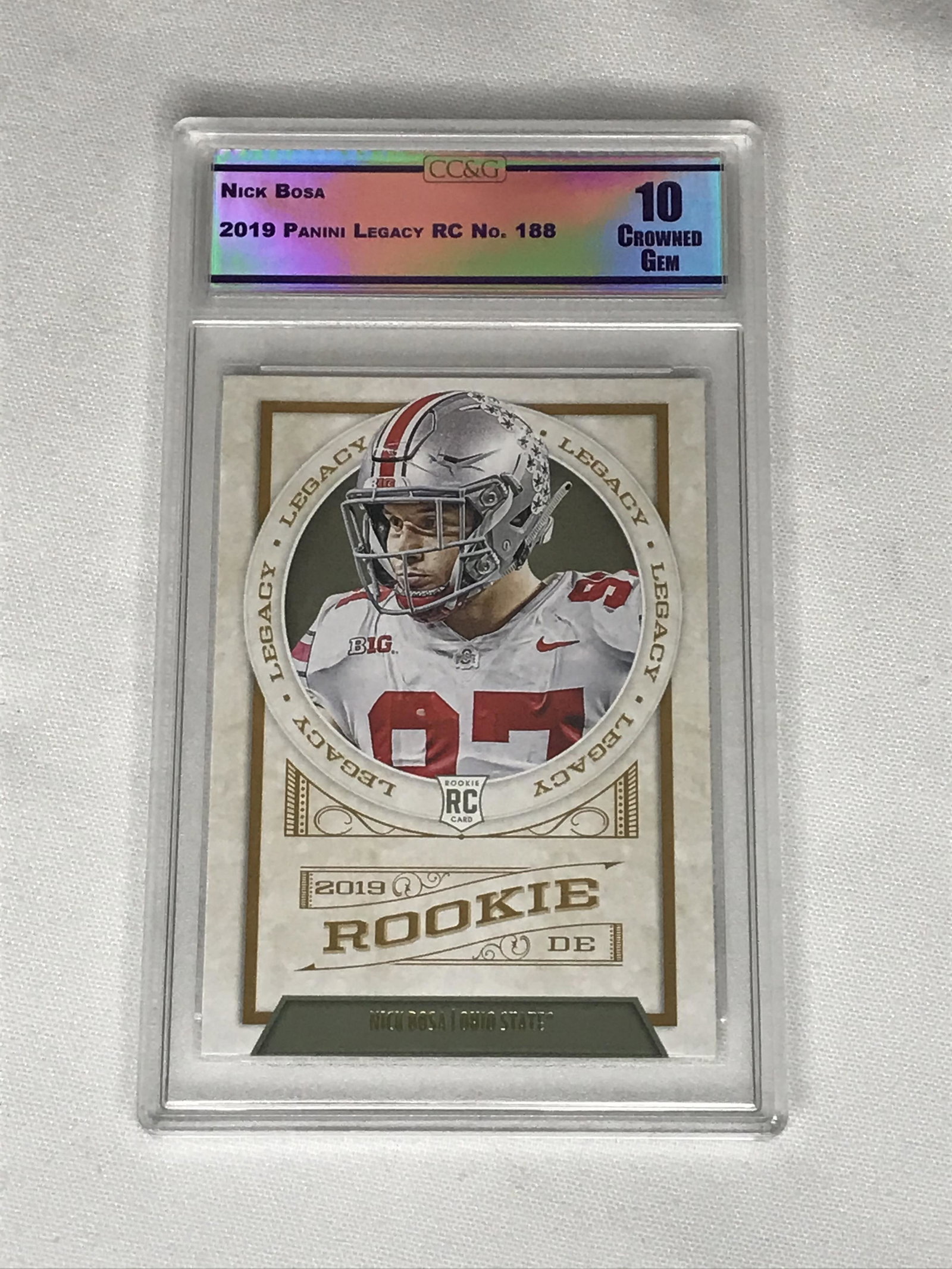 Nick Bosa Panini Legacy RC CC&G 10: Nick Bosa Panini Legacy RC CC&G 10