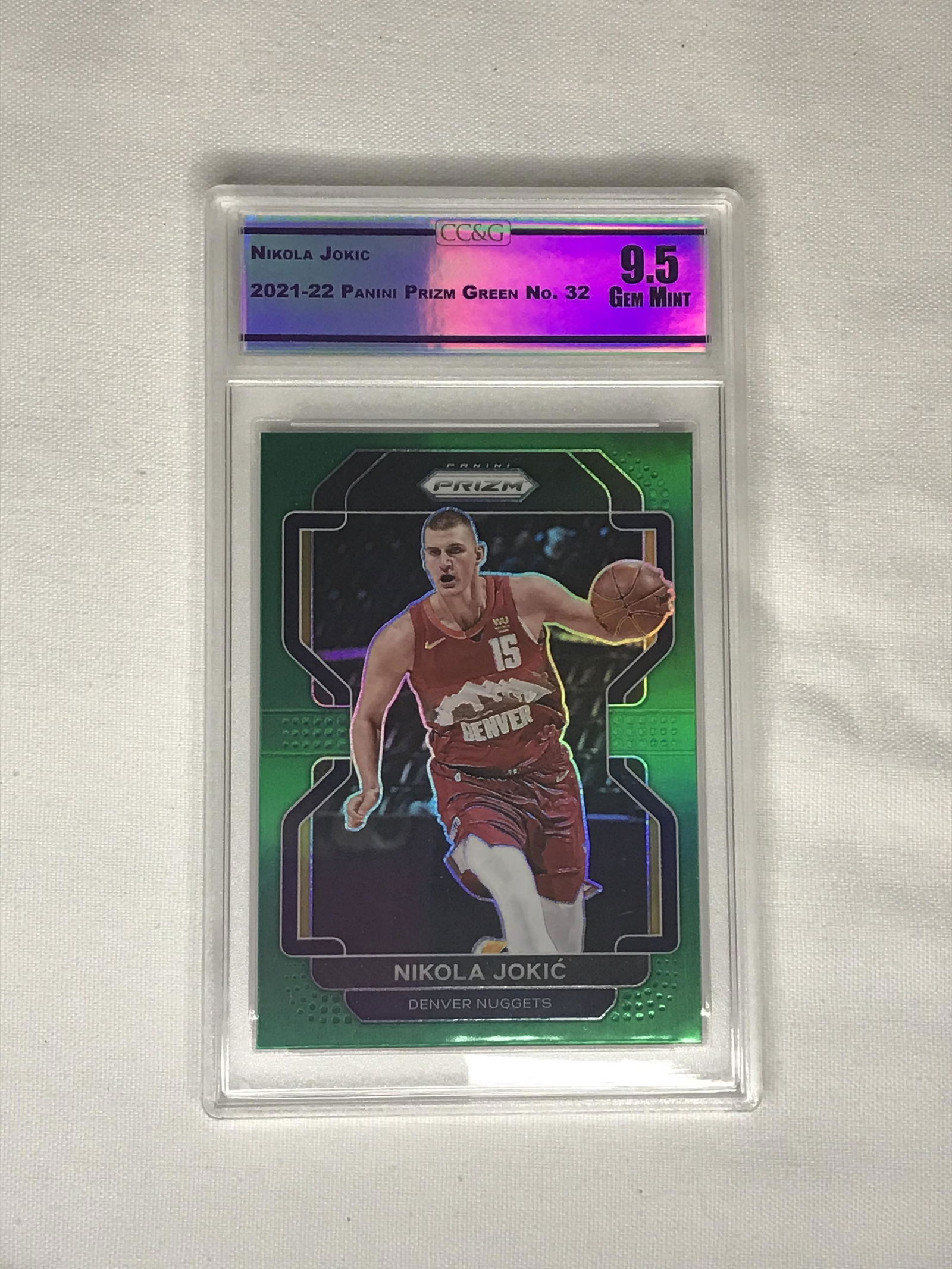 Nikola Jokic Panini Prizm Green CC&G 9.5 (1 of 1)