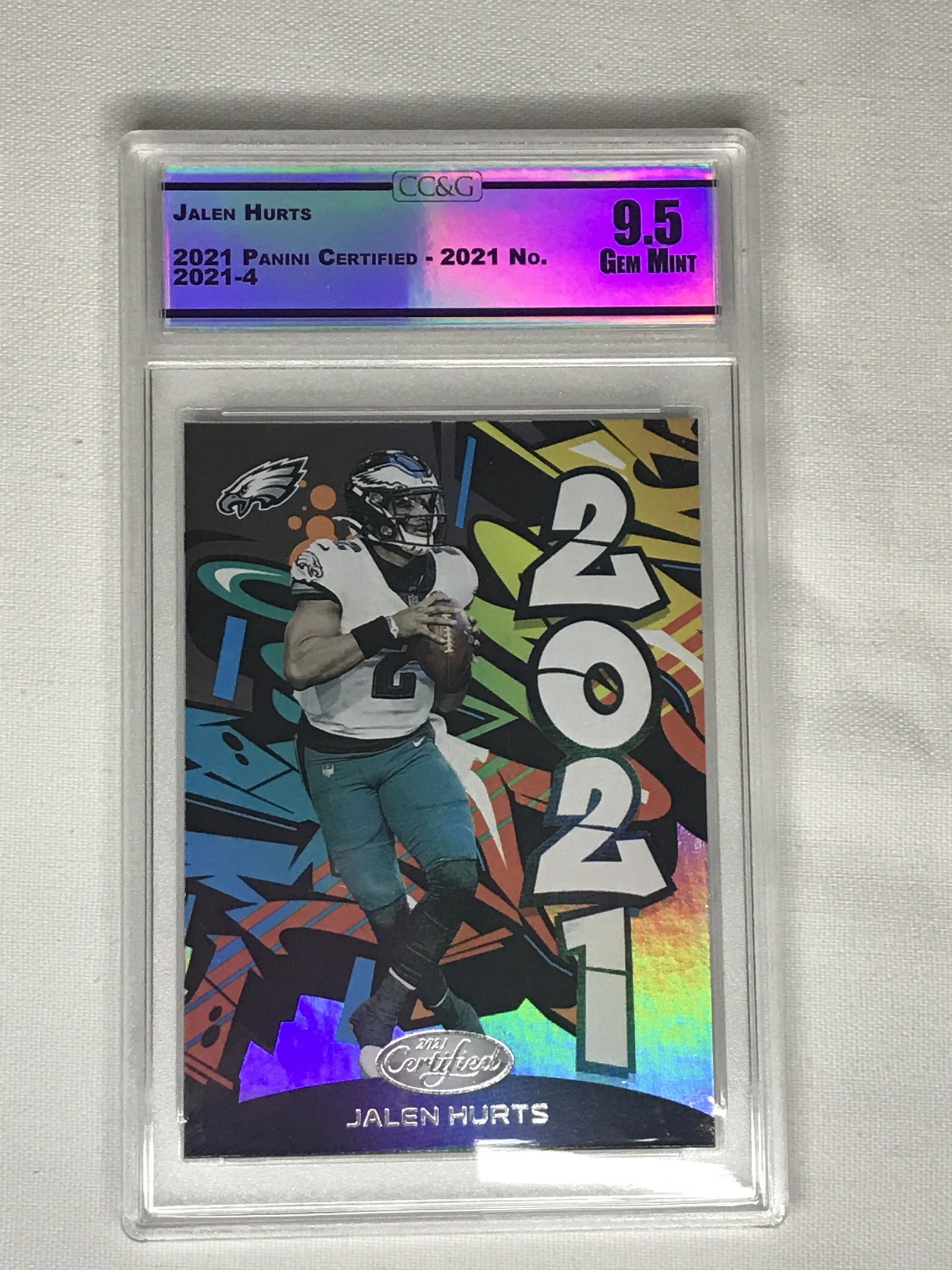 Jalen Hurts Panini Certified 2021 CC&G 9.5: Jalen Hurts Panini Certified 2021 CC&G 9.5