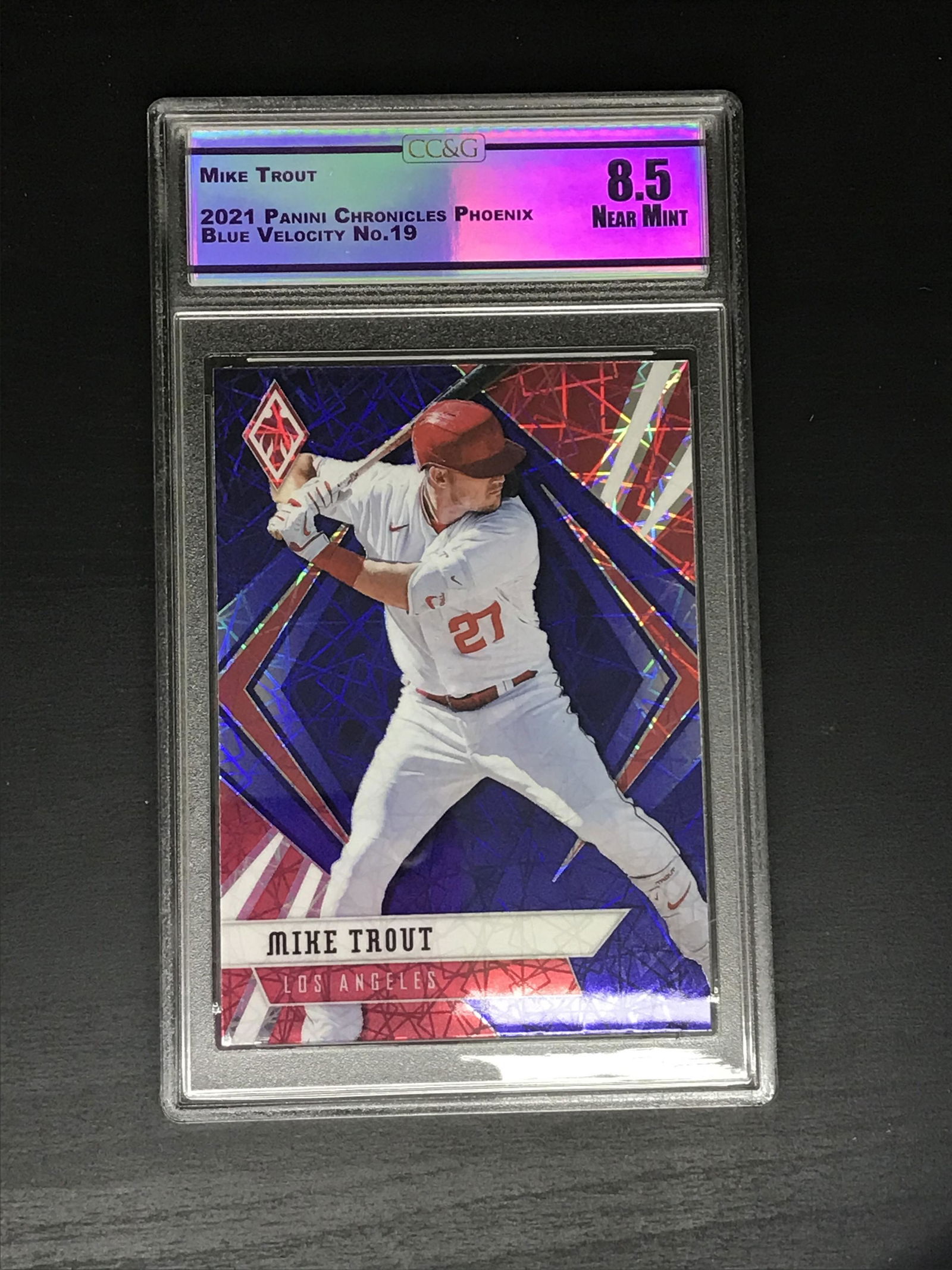 Mike Trout Panini Chronicles Phoenix Blue Velocity CC&G 8.5: Mike Trout Panini Chronicles Phoenix Blue Velocity CC&G 8.5