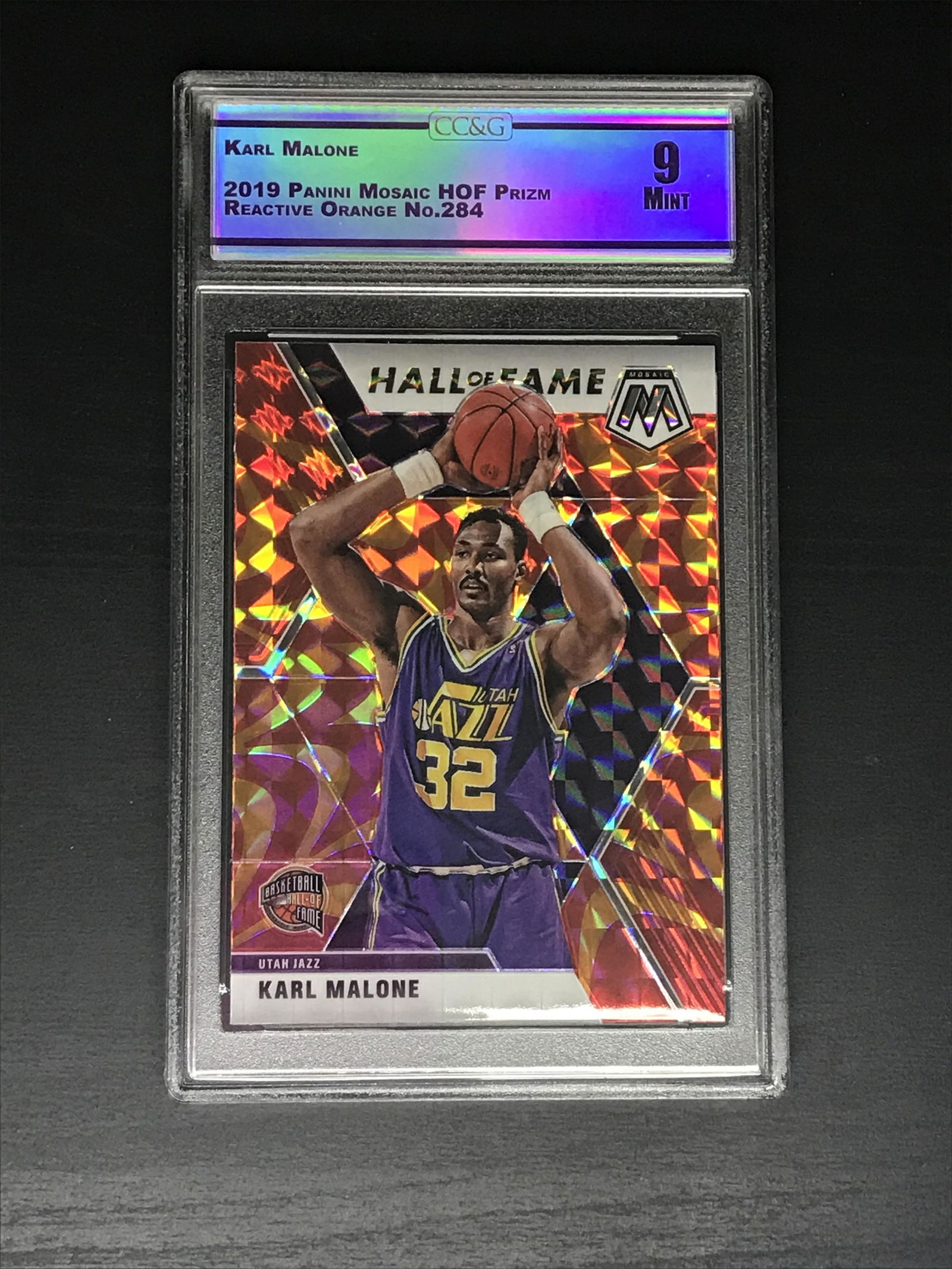 Karl Malone Panini Mosaic HOF Reactive Orange CC&G 9 (1 of 1)