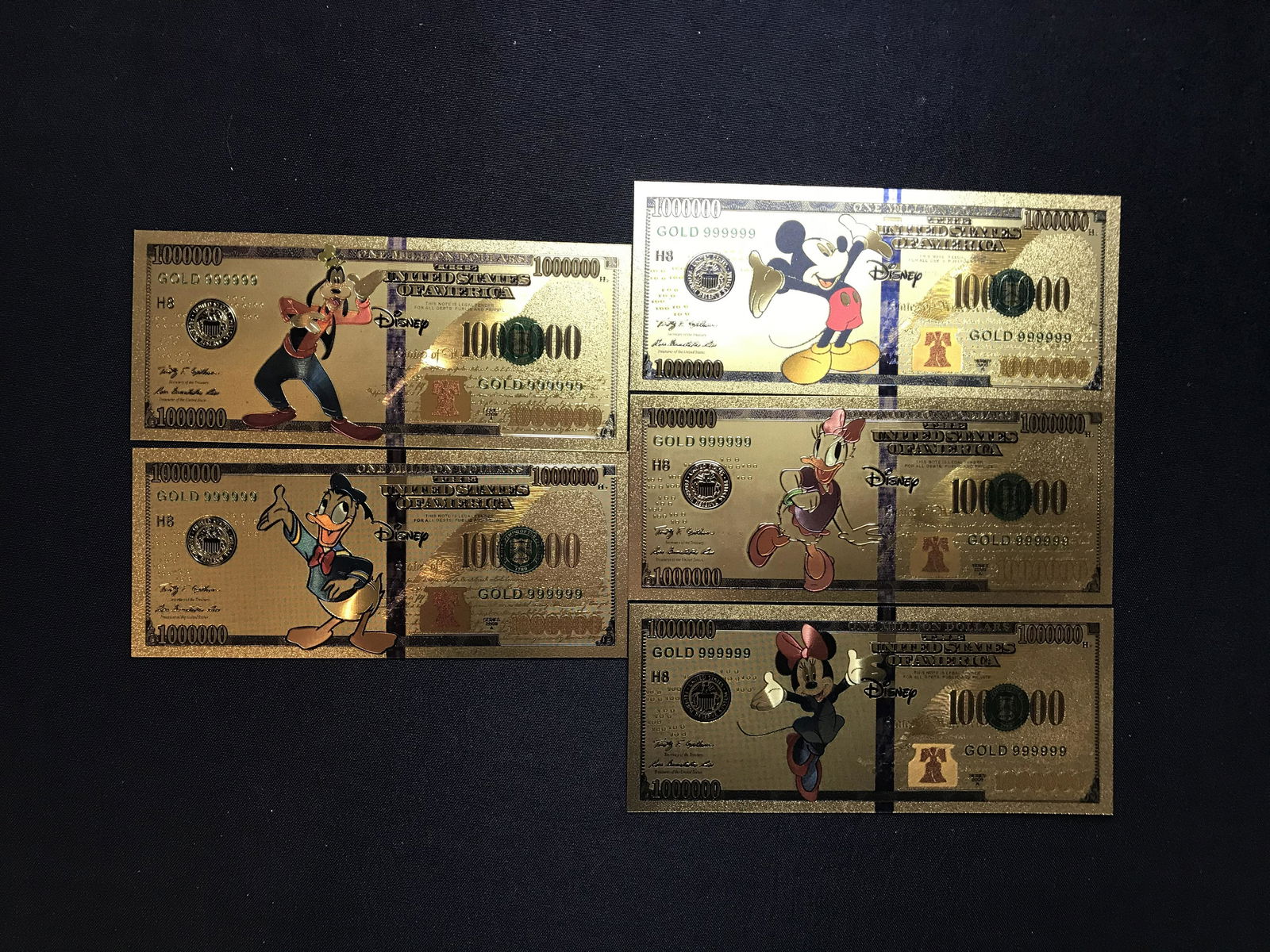 Disney Gold Foil Commemorative Notes Lot of 5 (1 of 1)