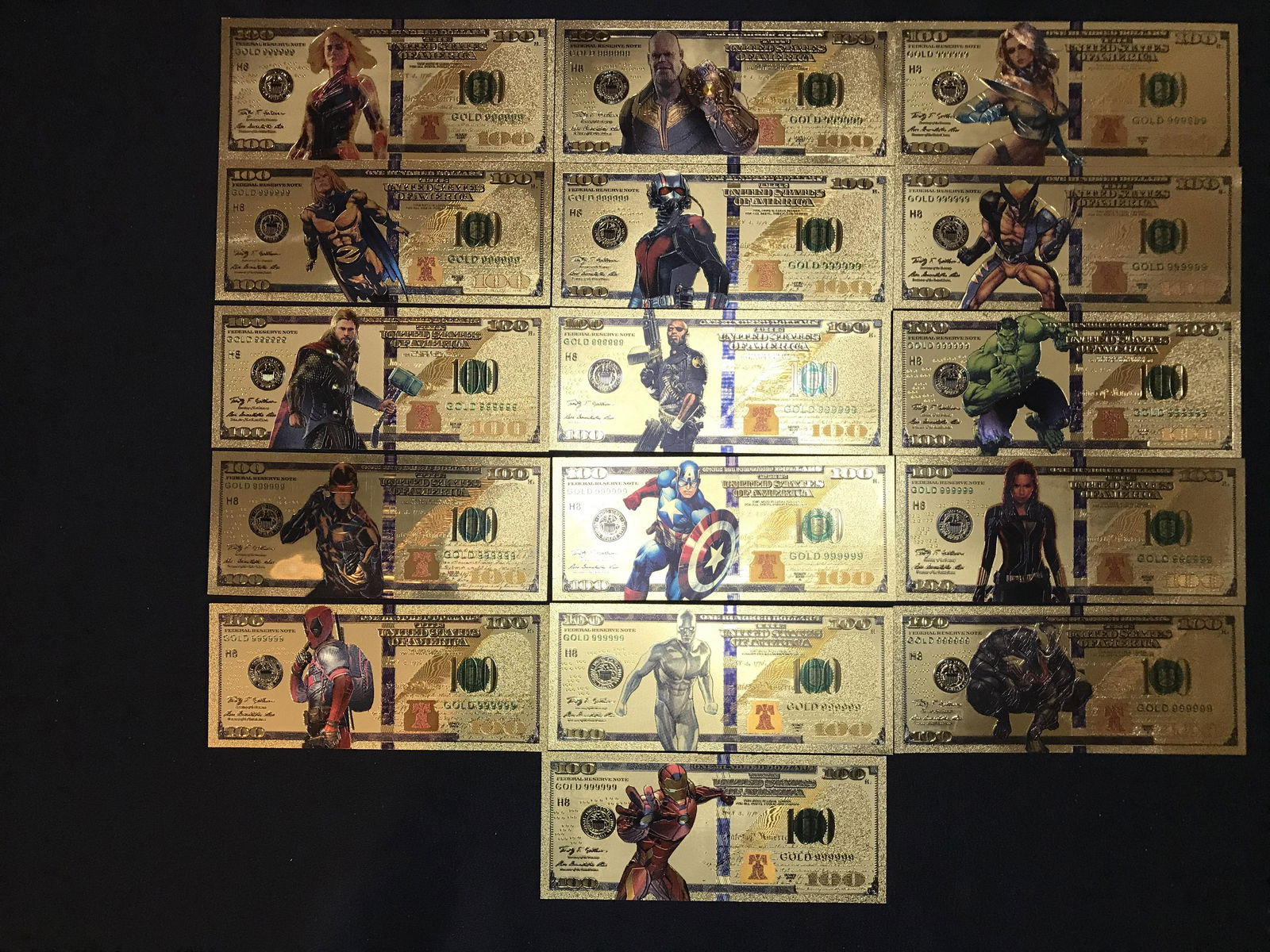 Marvel Gold Foil Commemorative Note Complete Set of 16 (1 of 1)