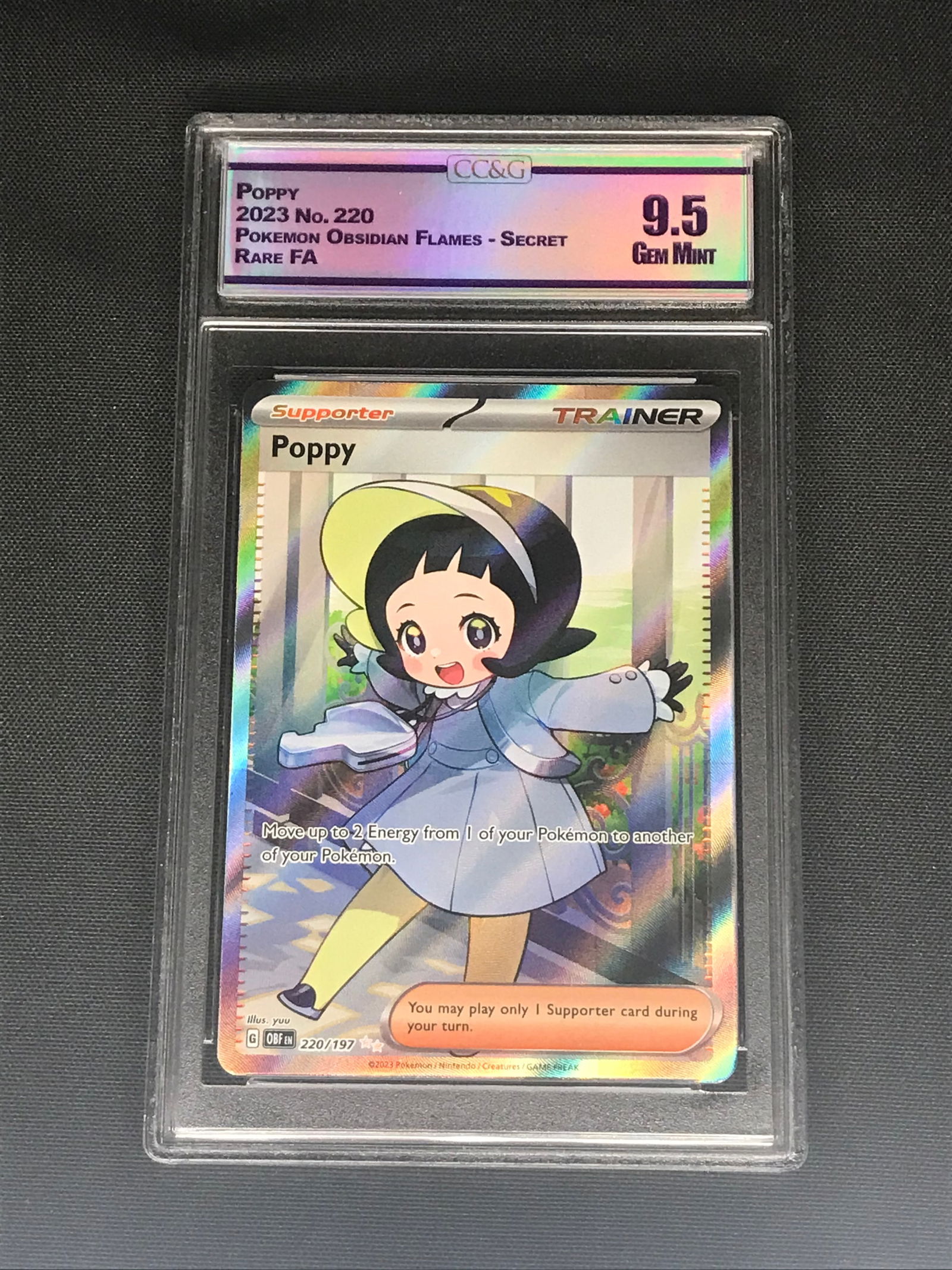 Poppy Obsidian Fames Secret Rare Graded CC&G Gem Mint 9.5: Poppy Obsidian Fames Secret Rare Graded CC&G Gem Mint 9.5