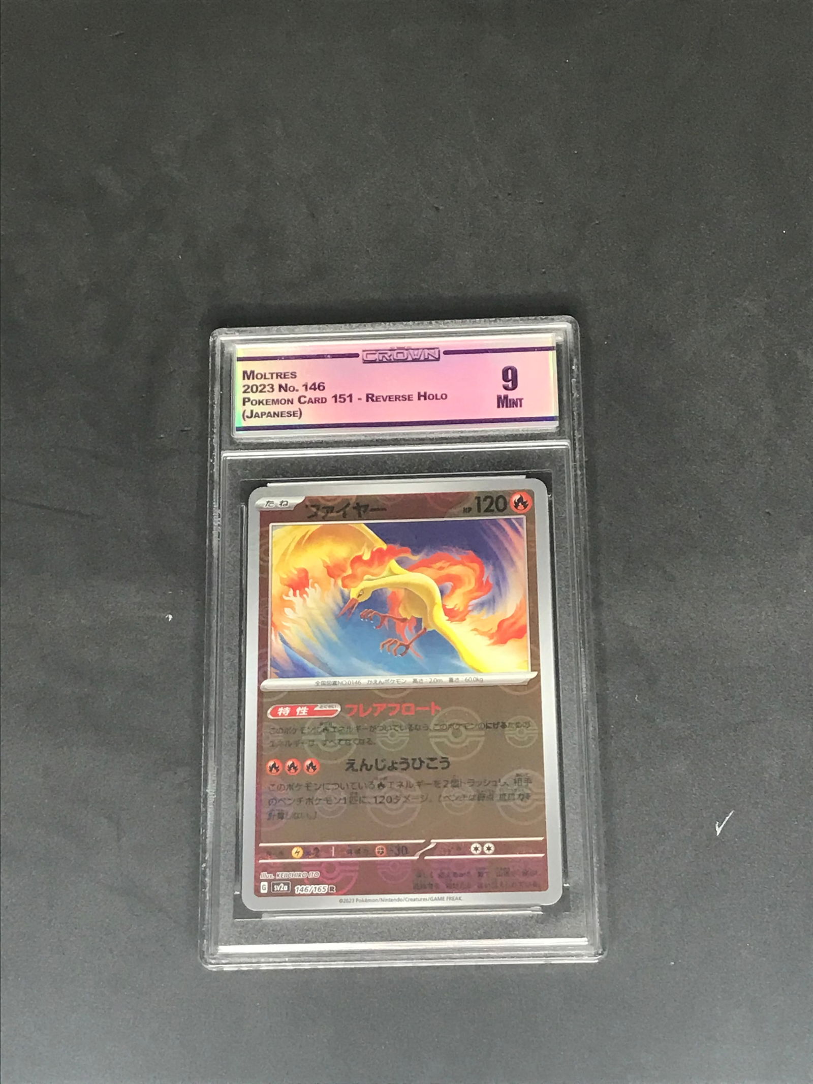 Moltres reverse holo Pokemon card - graded CC&G 9 (1 of 1)