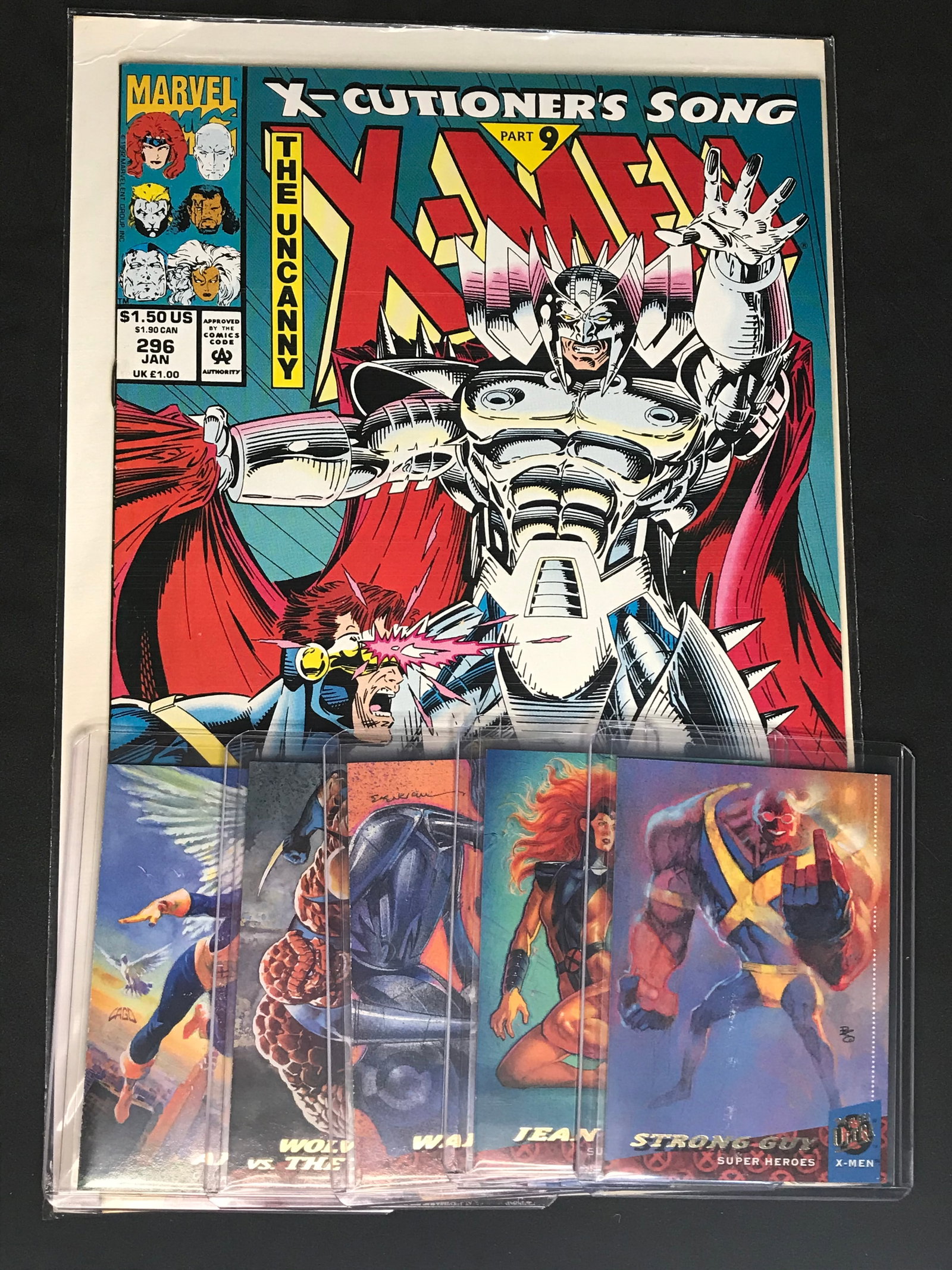 Marvel Comics The Uncanny X-Men Issue 296 with 5 X-Men Trading Cards: Marvel Comics The Uncanny X-Men Issue 296 with 5 X-Men Trading Cards