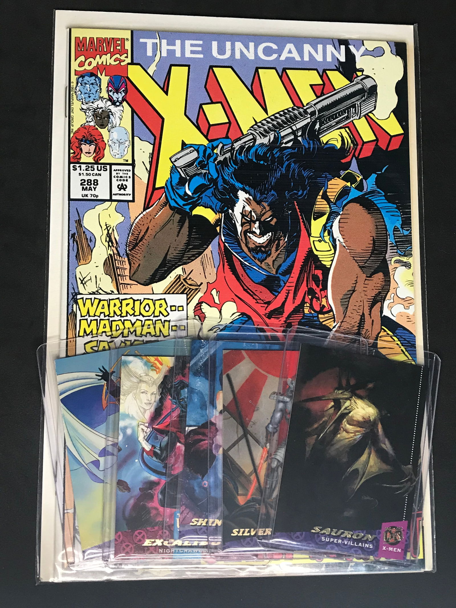 Marvel Comics The Uncanny X-Men Issue 288 with 5 X-Men Trading Cards: Marvel Comics The Uncanny X-Men Issue 288 with 5 X-Men Trading Cards