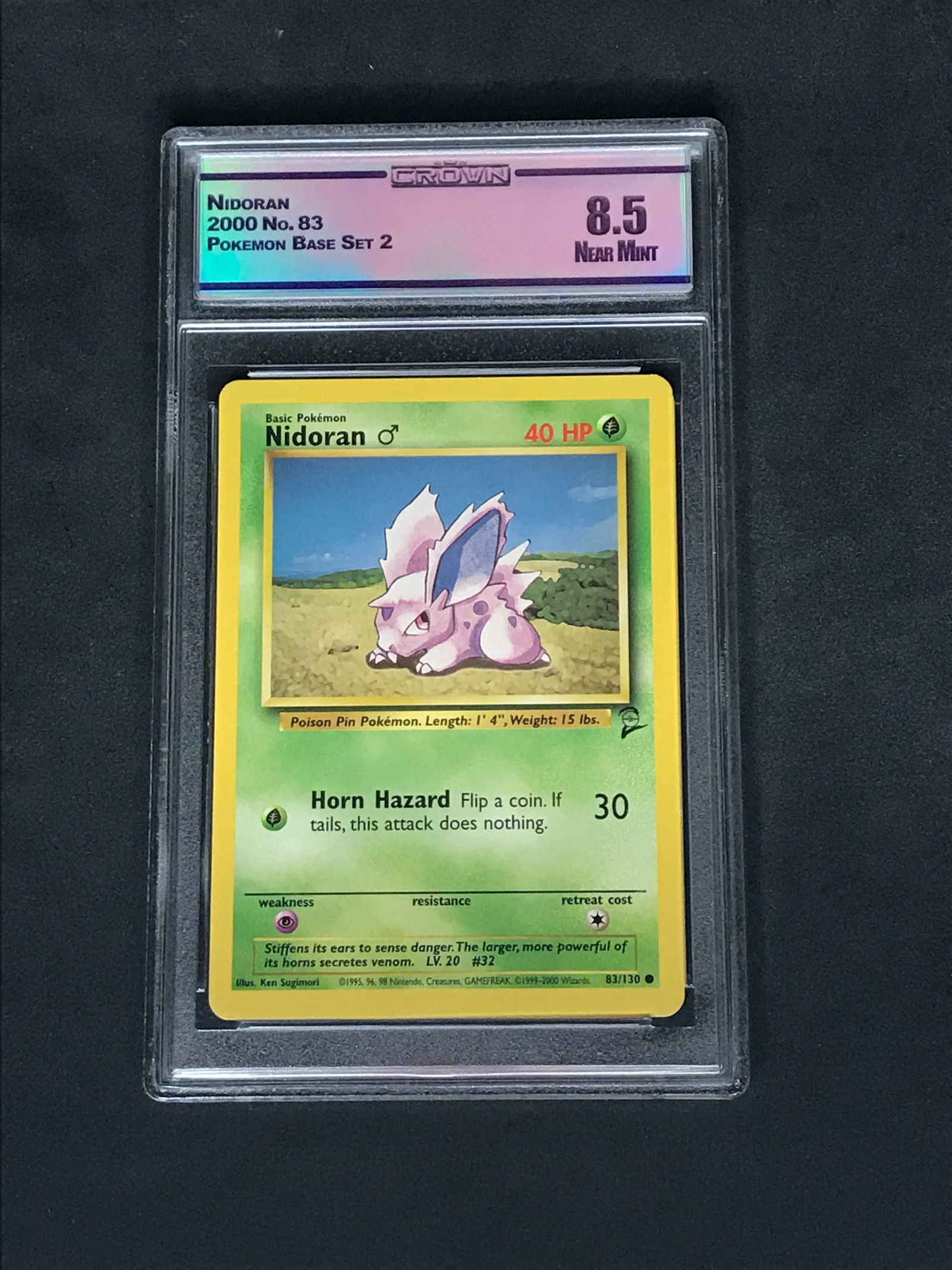 Base Set 2 Nidoran Graded CC&G Near Mint 8.5: Base Set 2 Nidoran Graded CC&G Near Mint 8.5