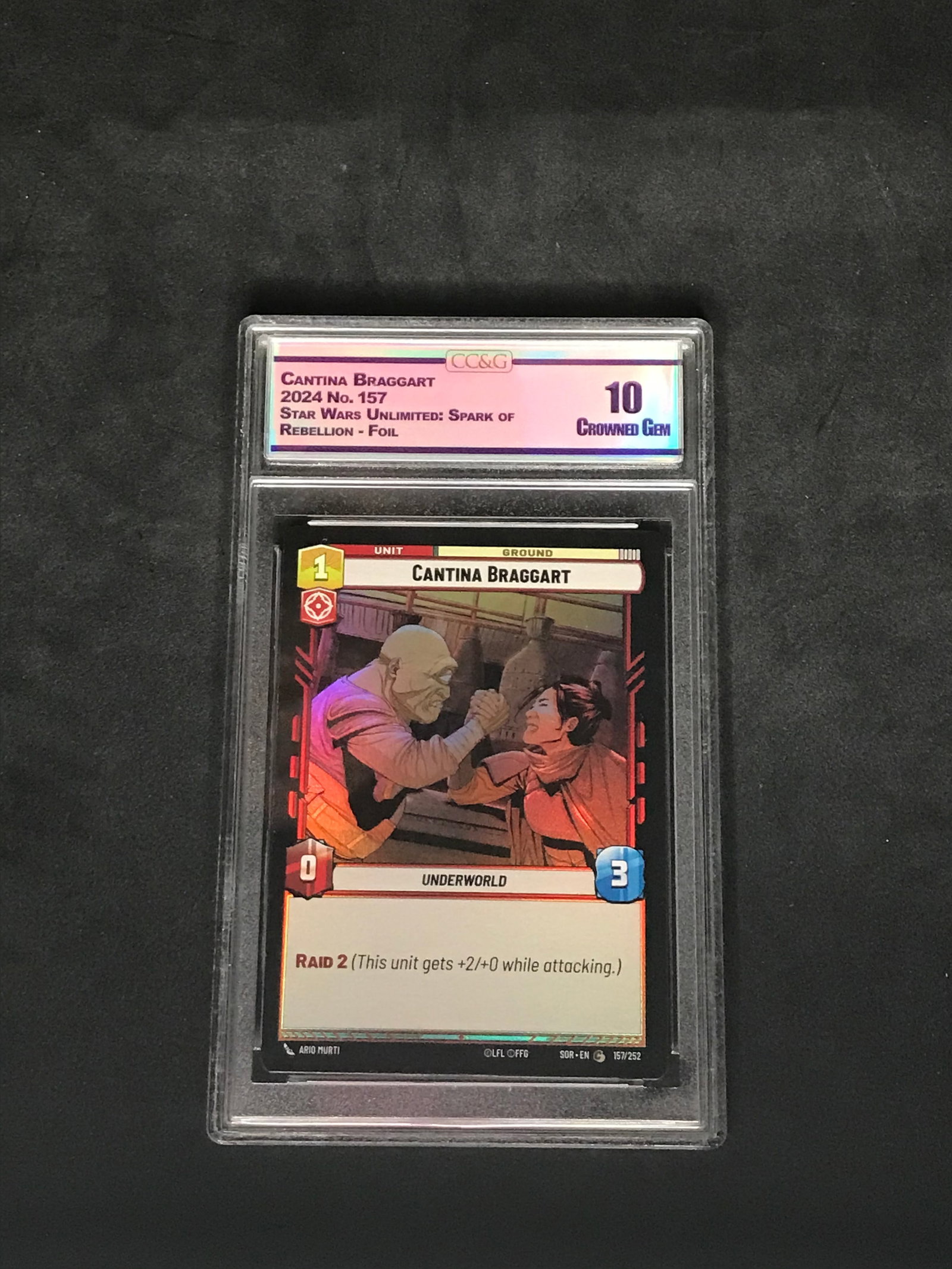 Cantina Braggart Star Wars Unlimited Foil Graded CC&G Crowned Gem 10: Cantina Braggart Star Wars Unlimited Foil Graded CC&G Crowned Gem 10