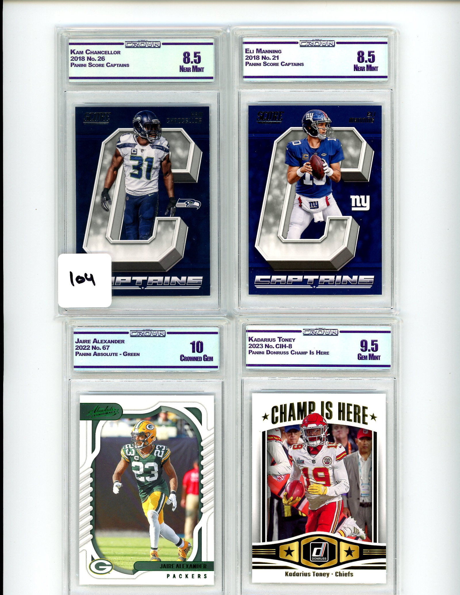 Lot of 4 CC&G Graded Panini Football Slabs: Lot of 4 CC&G Graded Panini Football Slabs