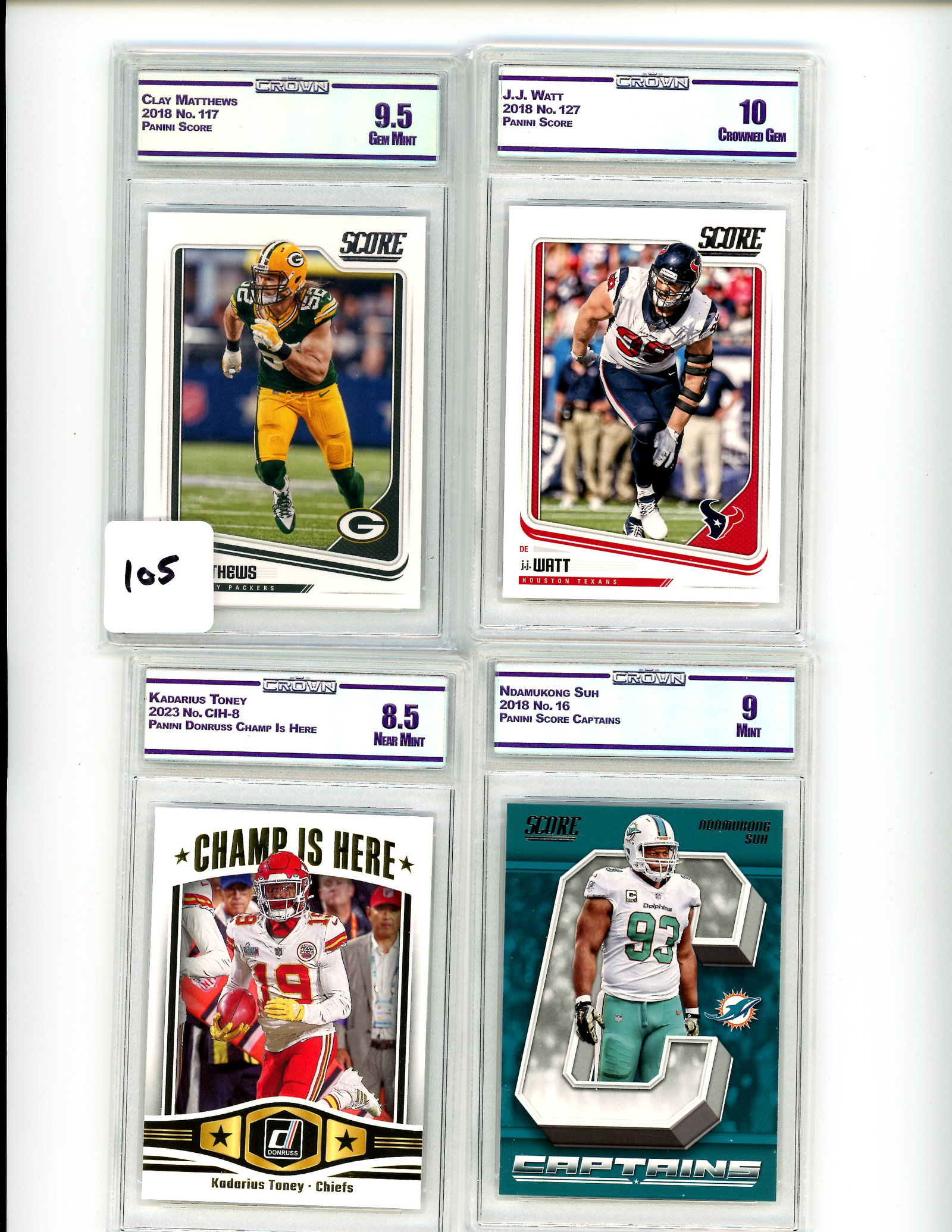 Lot of 4 CC&G Graded Panini Football Slabs: Lot of 4 CC&G Graded Panini Football Slabs