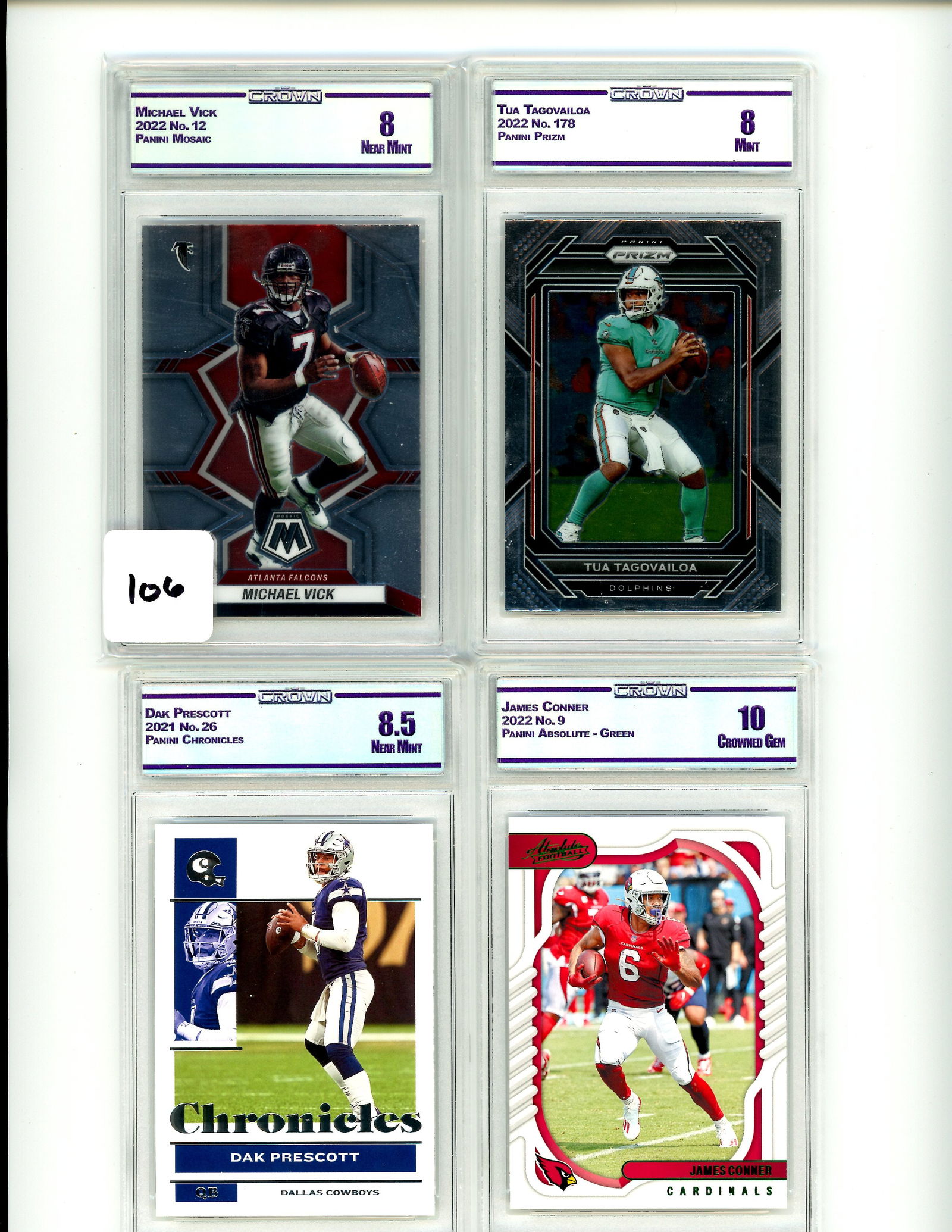 Lot of 4 CC&G Graded Panini Football Slabs: Lot of 4 CC&G Graded Panini Football Slabs