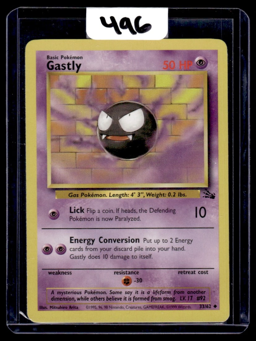 Gastly - Fossil Pokemon Card: Gastly - Fossil Pokemon Card