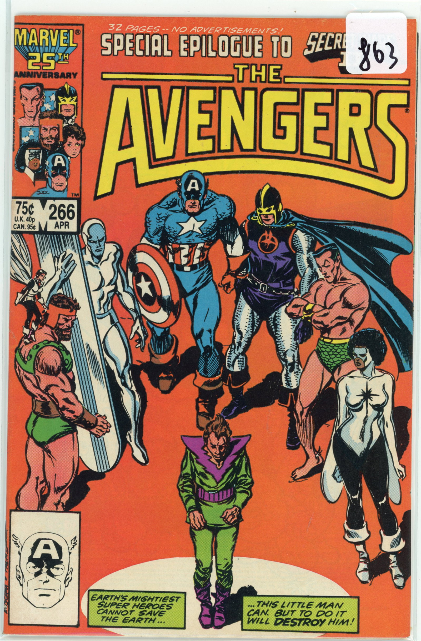 "Avengers" #266, published in April 1986, is the concluding issue of a significant storyline dealing: "Avengers" #266, published in April 1986, is the concluding issue of a significant storyline dealing with the fallout from the "Secret Wars II" crossover event. This issue, titled "And the War's Ended