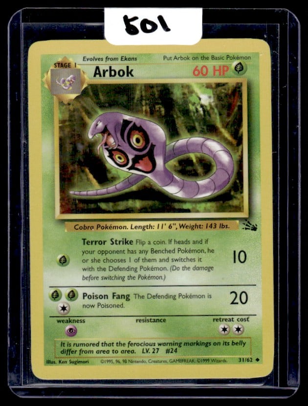 Arbok - Fossil Pokemon Card: Arbok - Fossil Pokemon Card